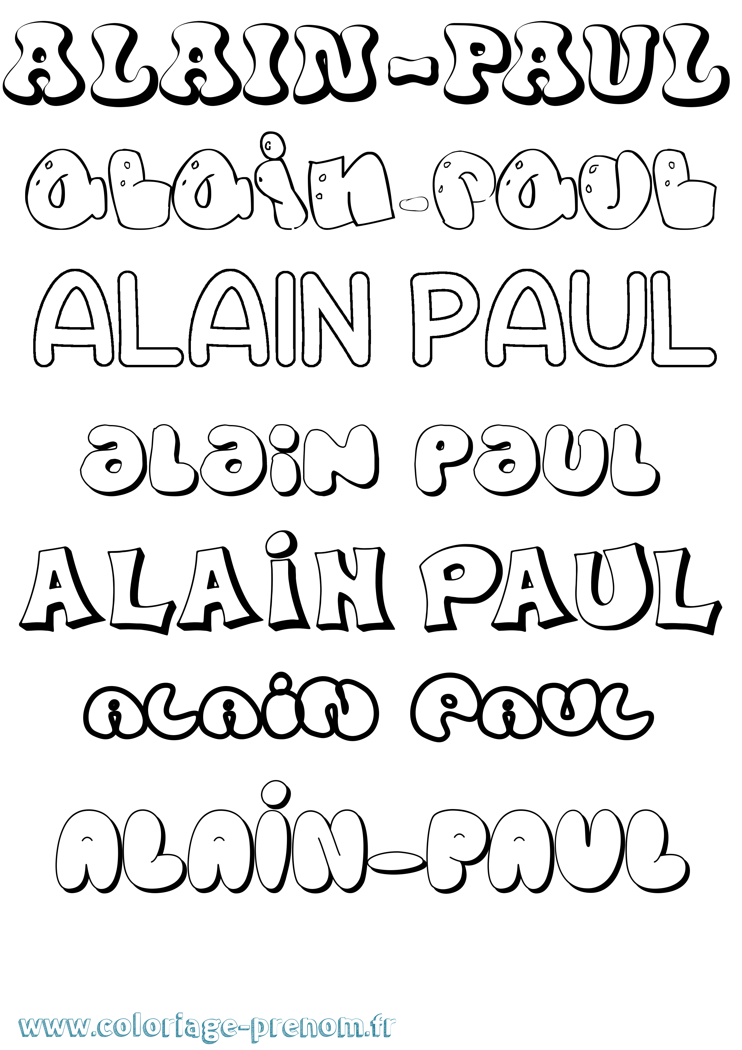 Coloriage Alain-Paul Bubble Coloriage prénom Alain-Paul Bubble