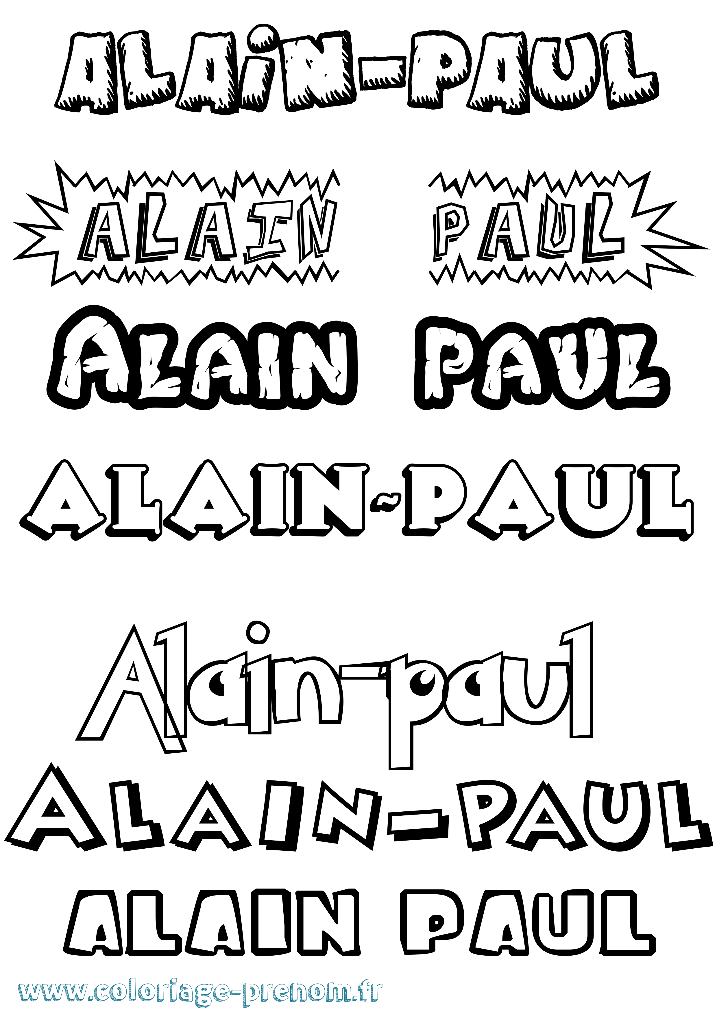 Coloriage Alain-Paul Dessin Animé Coloriage prénom Alain-Paul Dessin Animé