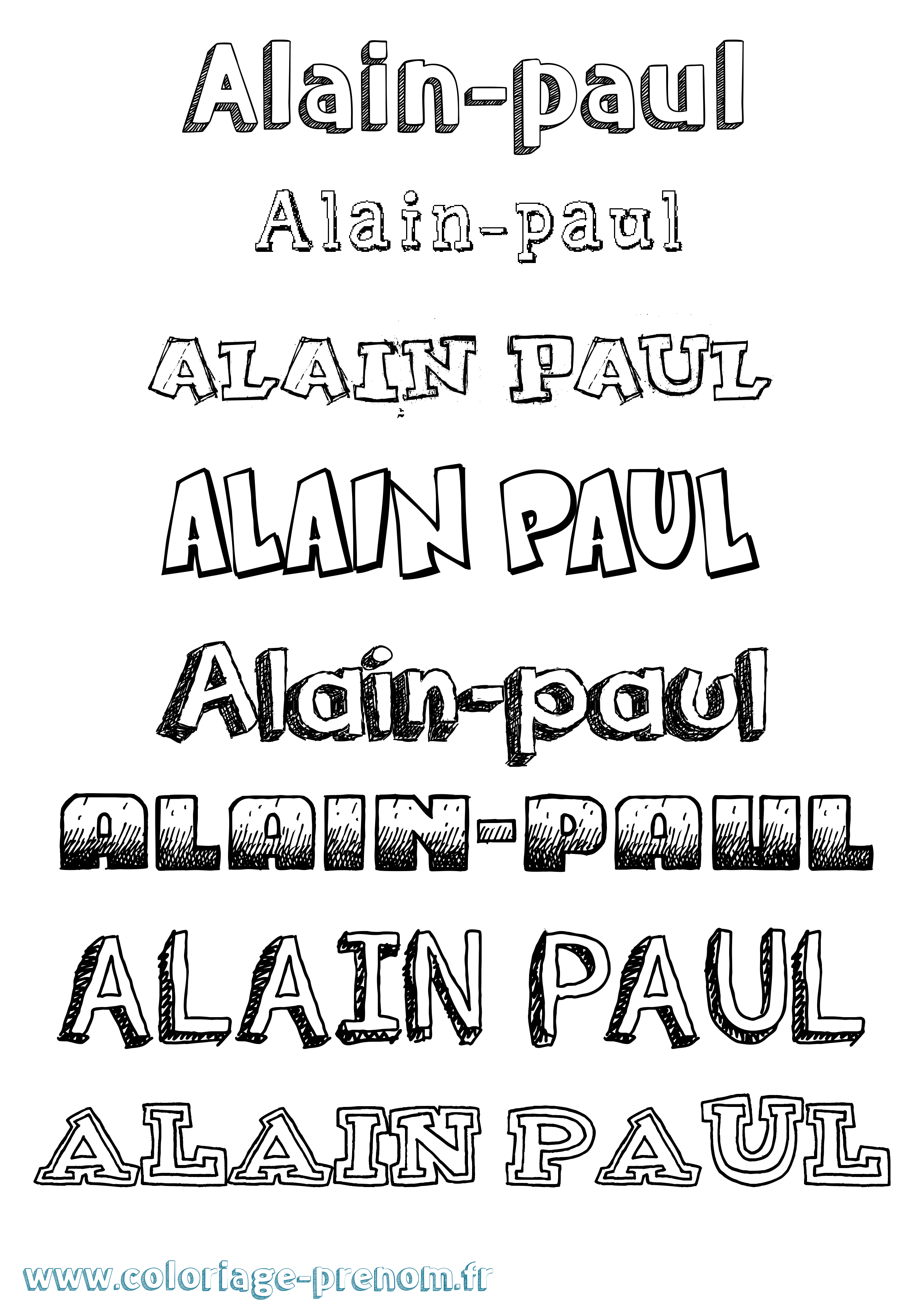 Coloriage Alain-Paul Dessiné Coloriage prénom Alain-Paul Dessiné