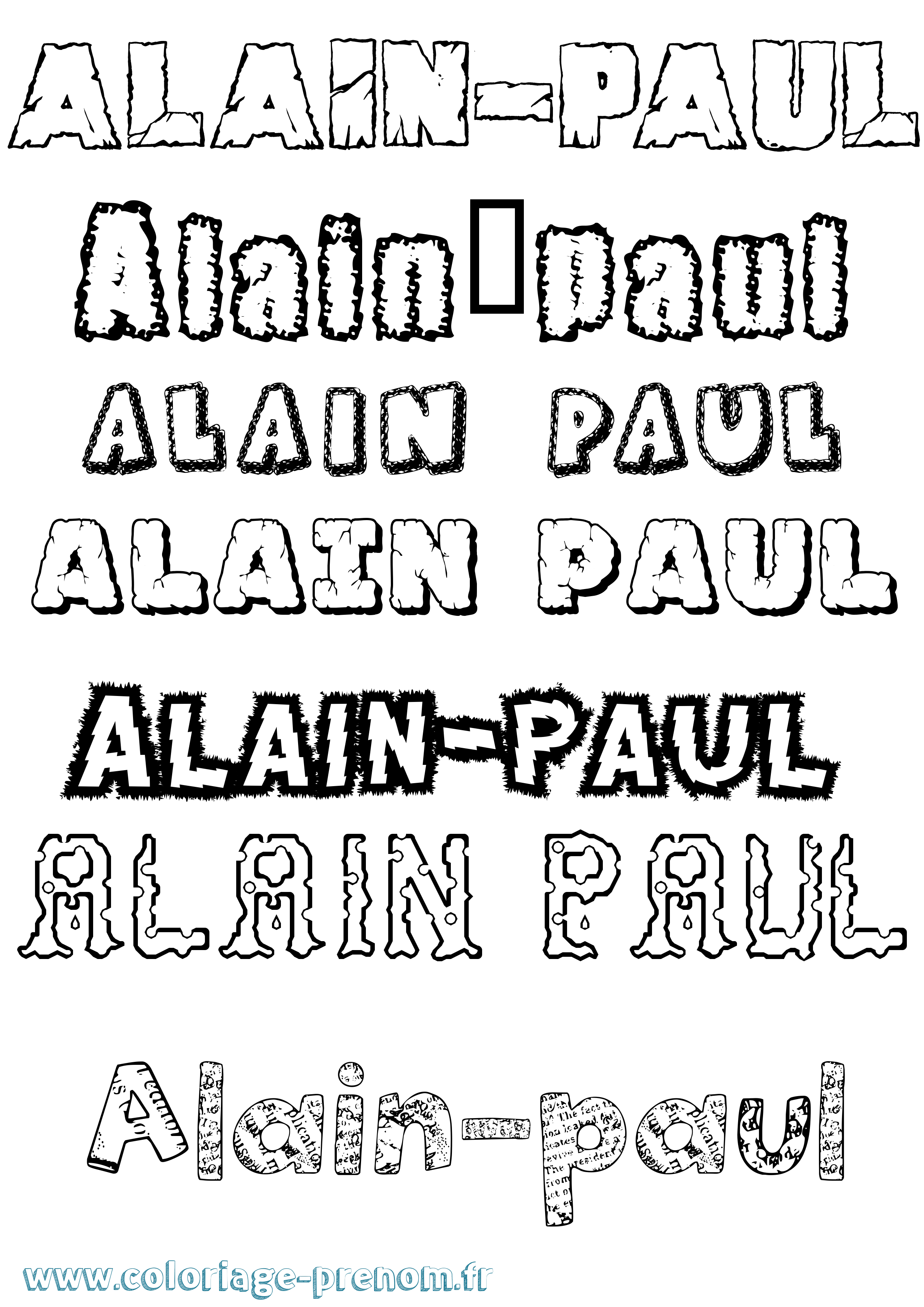 Coloriage Alain-Paul Destructuré Coloriage prénom Alain-Paul Destructuré