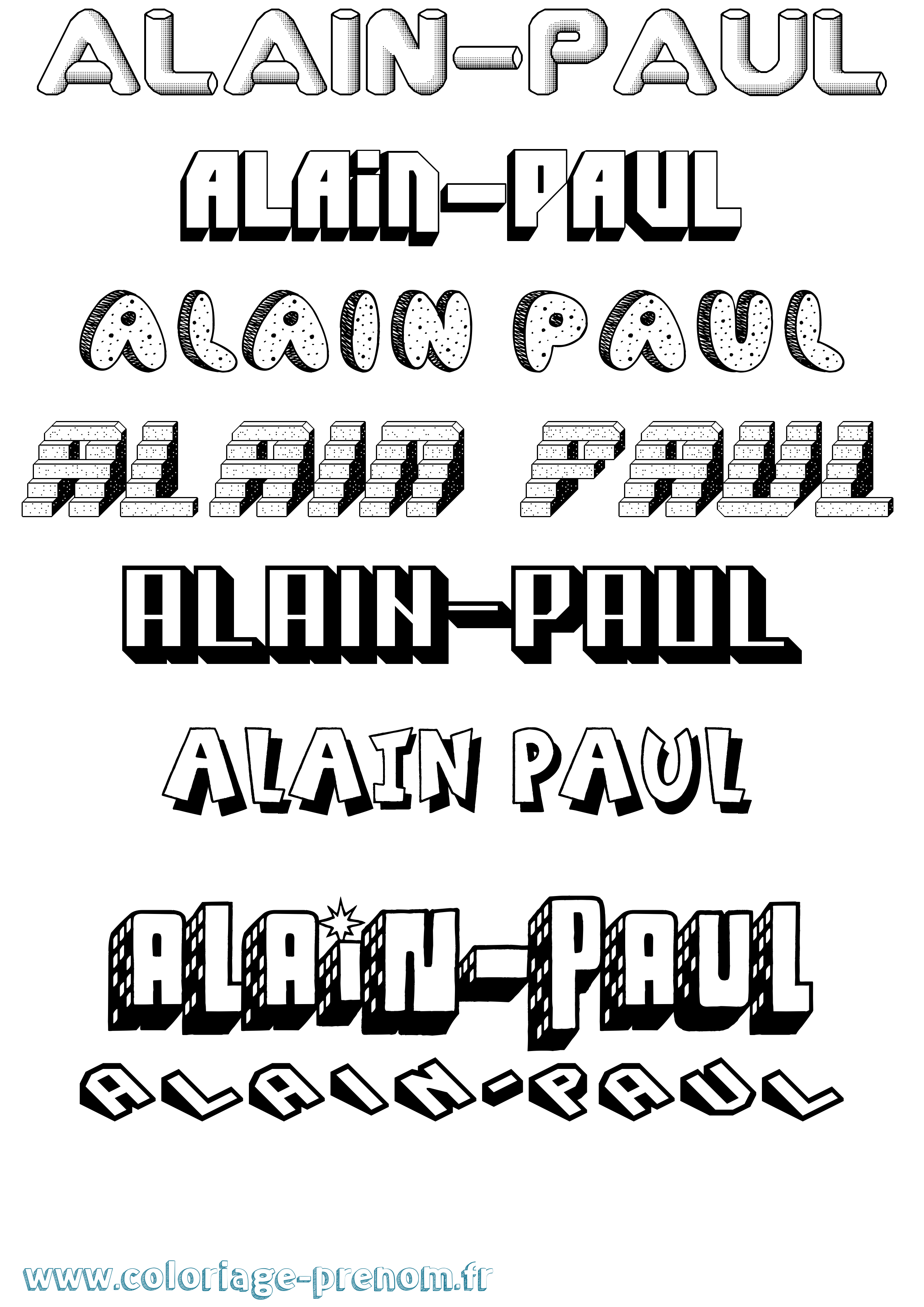 Coloriage Alain-Paul Effet 3D Coloriage prénom Alain-Paul Effet 3D