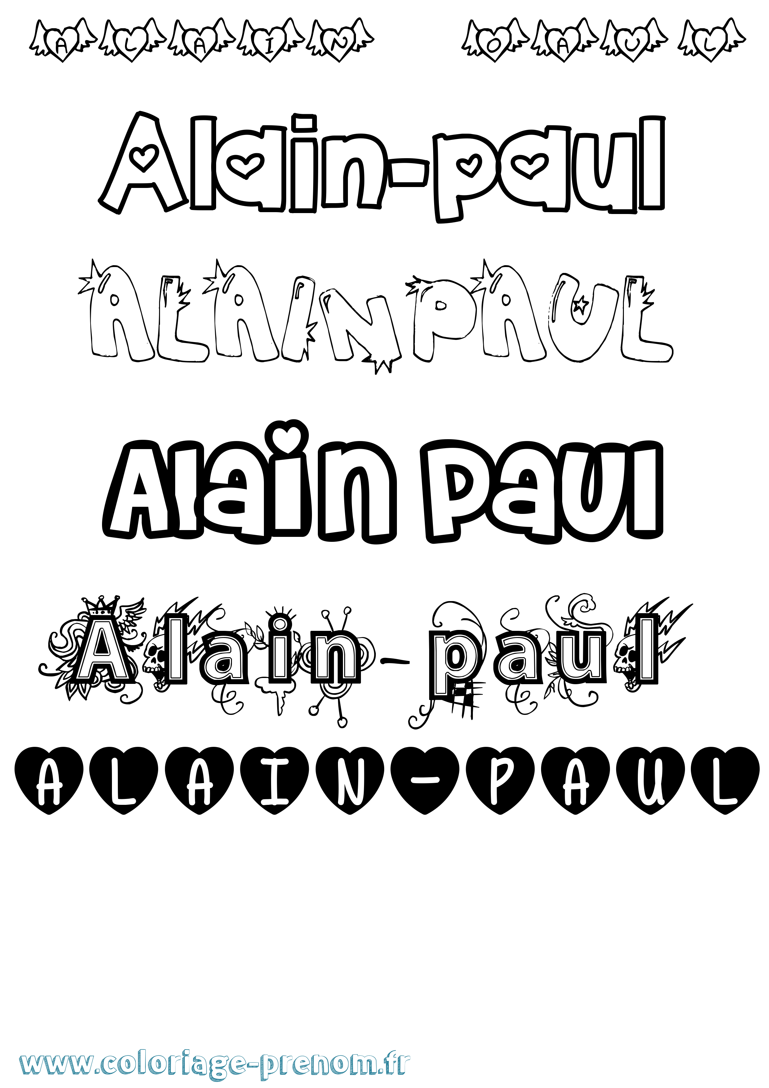 Coloriage Alain-Paul Girly Coloriage prénom Alain-Paul Girly