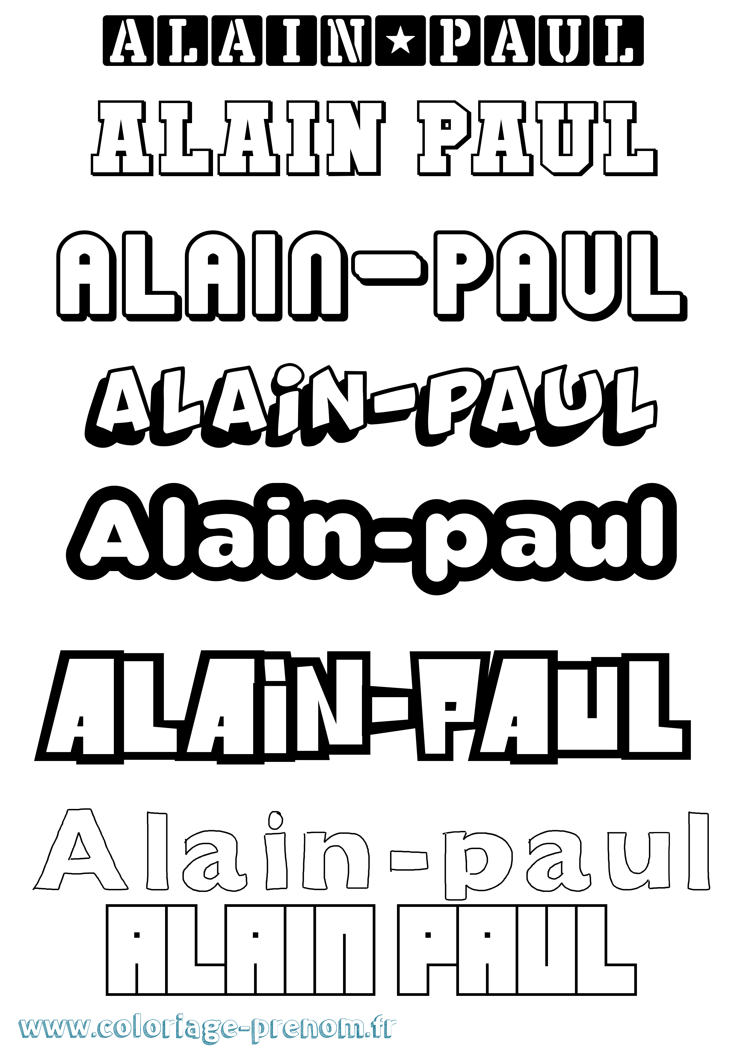 Coloriage Alain-Paul Simple Coloriage prénom Alain-Paul Simple