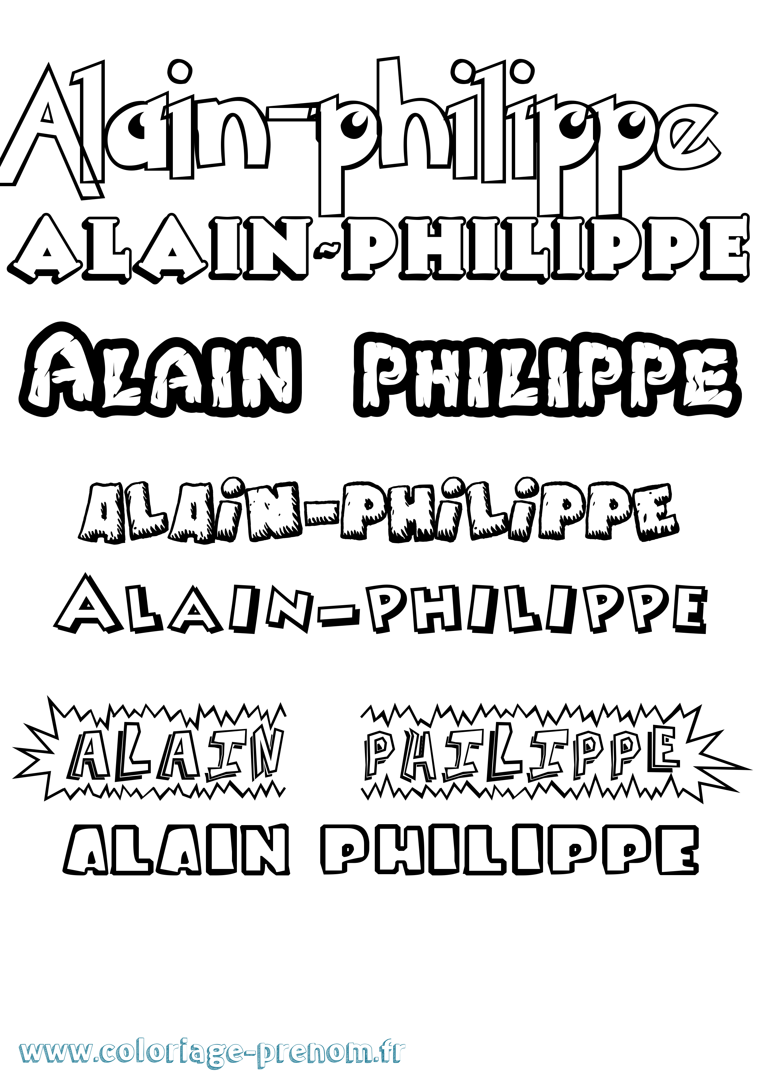 Coloriage prénom Alain-Philippe Dessin Animé