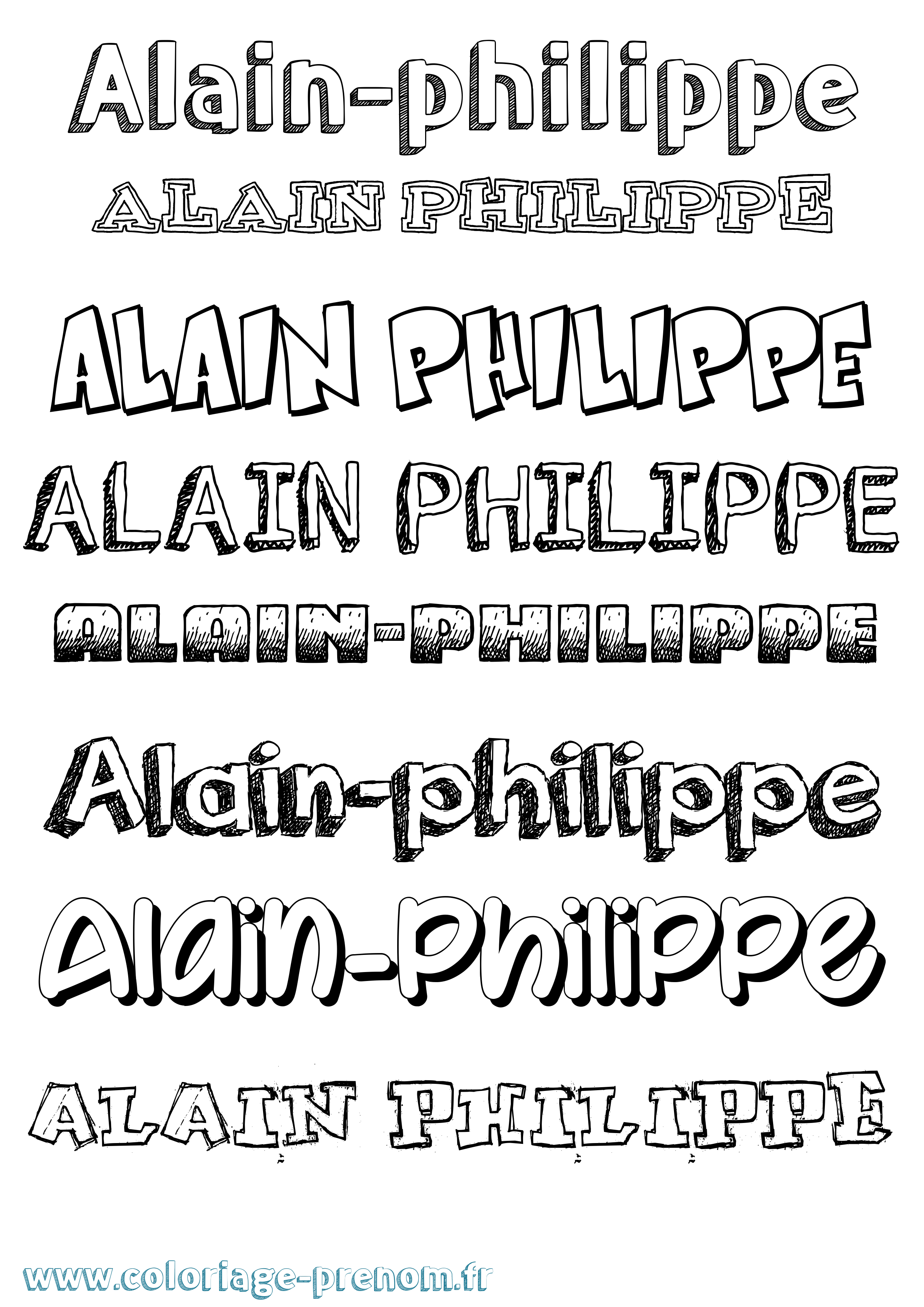 Coloriage prénom Alain-Philippe Dessiné