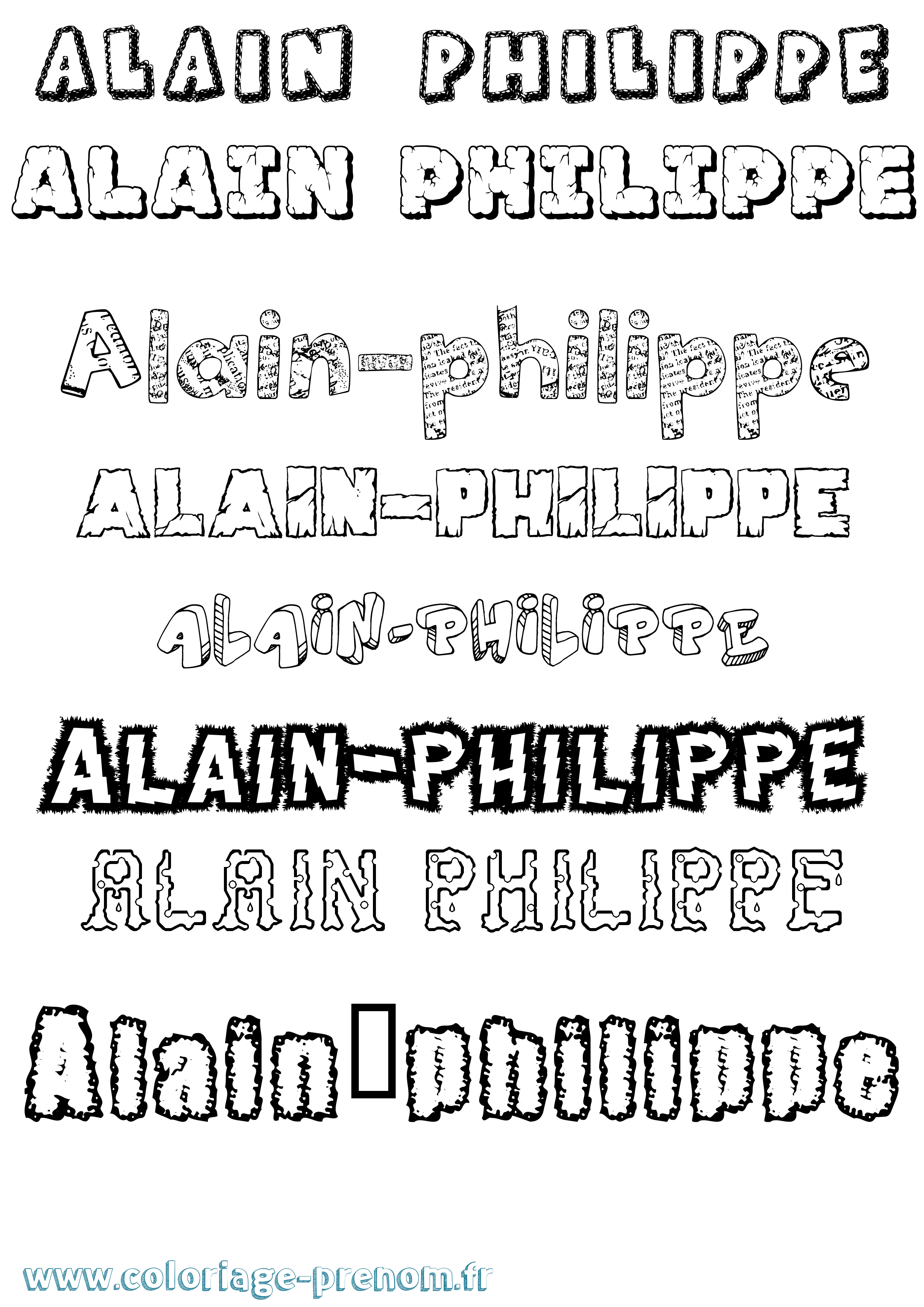 Coloriage prénom Alain-Philippe Destructuré