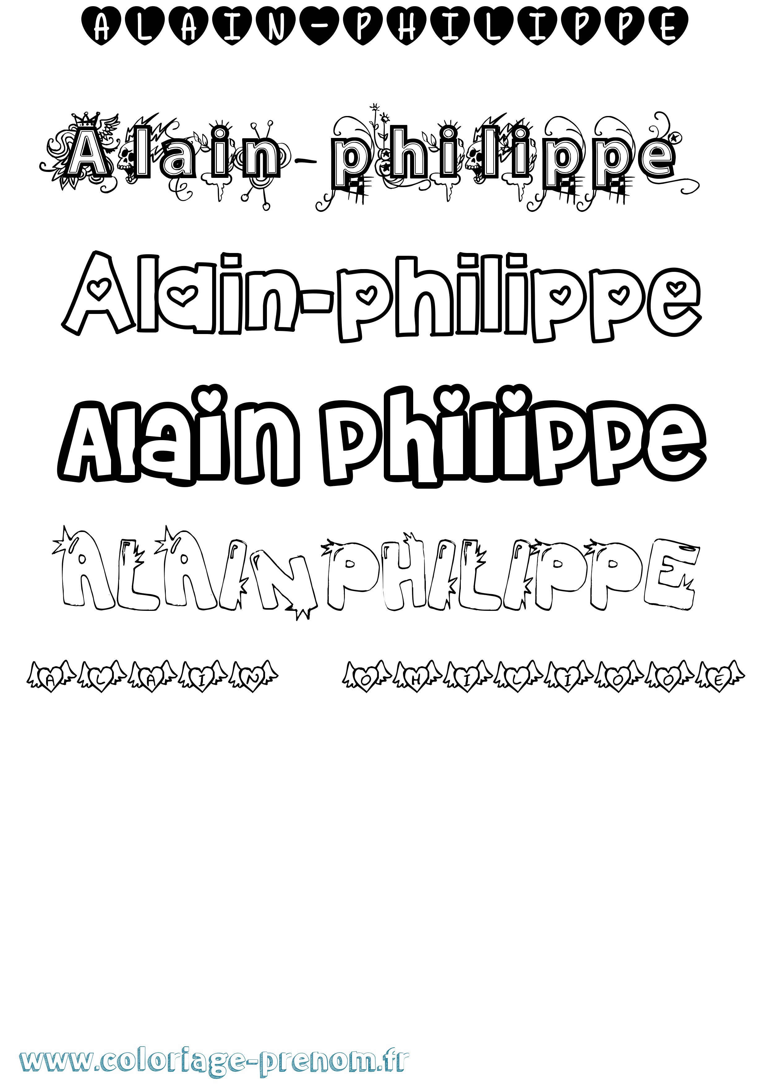 Coloriage prénom Alain-Philippe Girly
