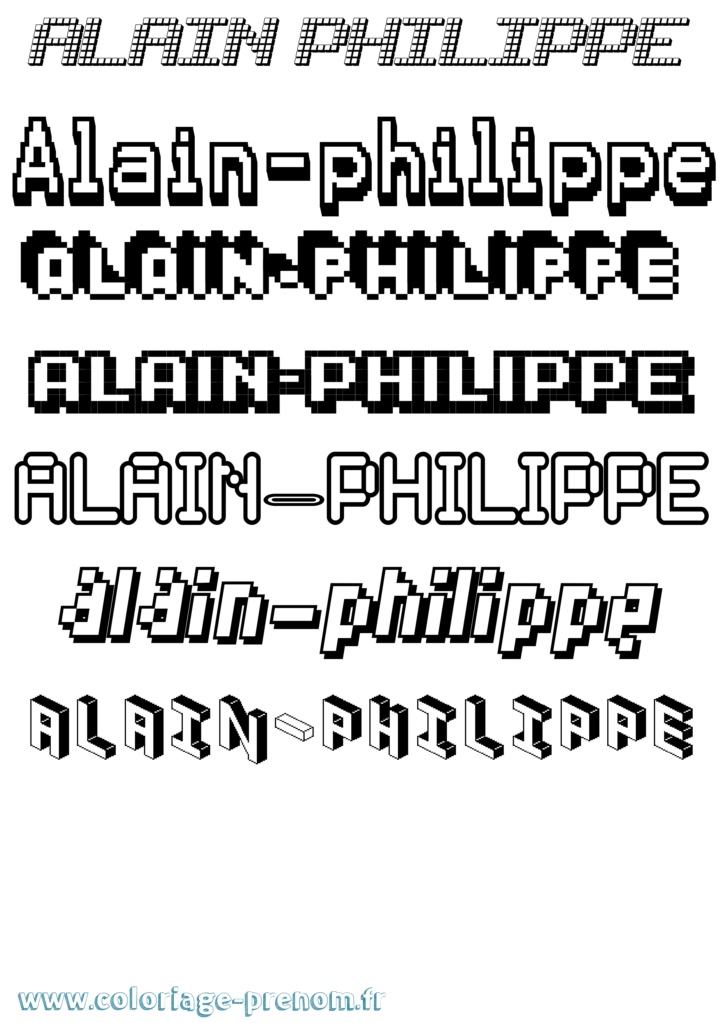 Coloriage prénom Alain-Philippe Pixel