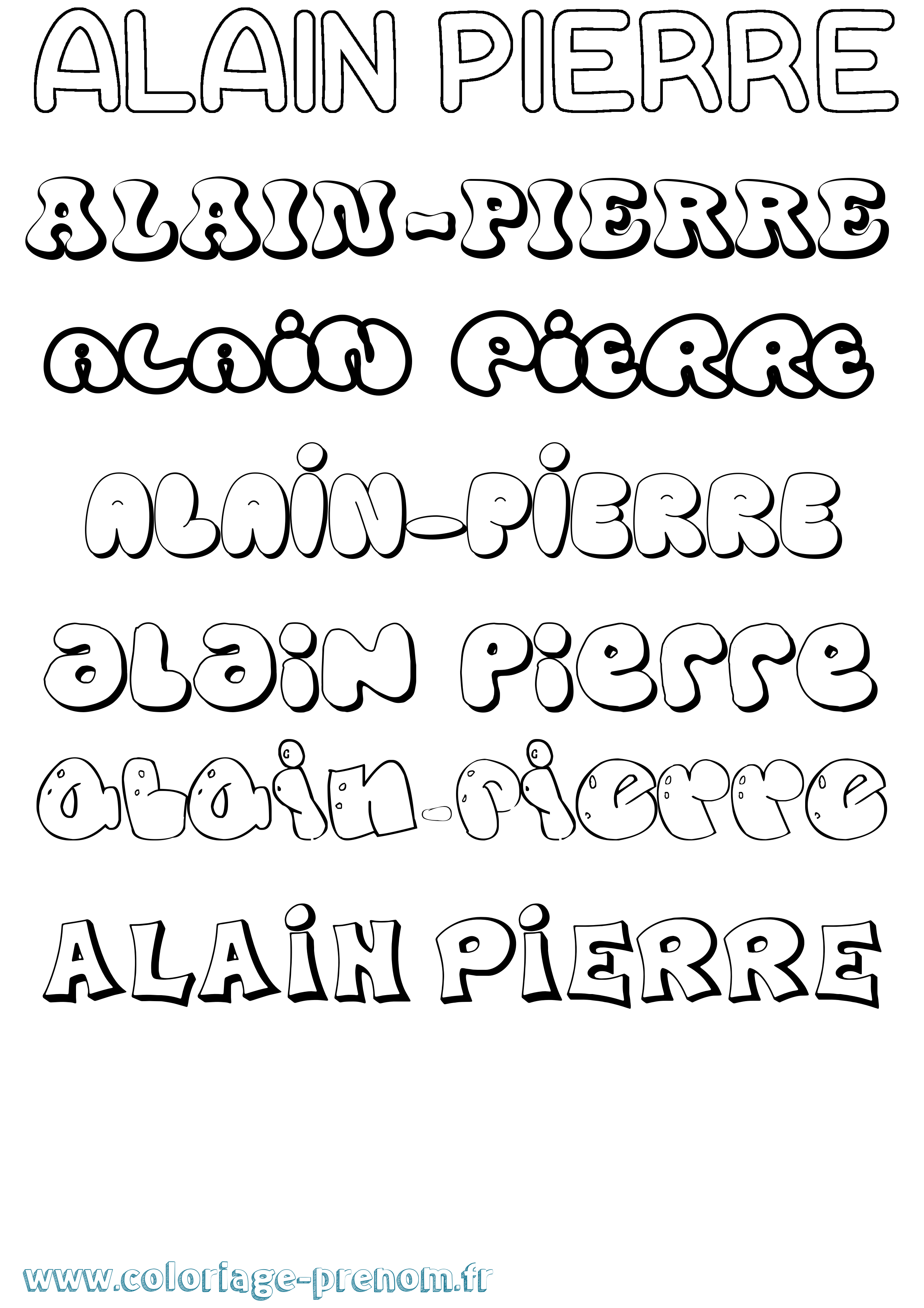 Coloriage prénom Alain-Pierre Bubble