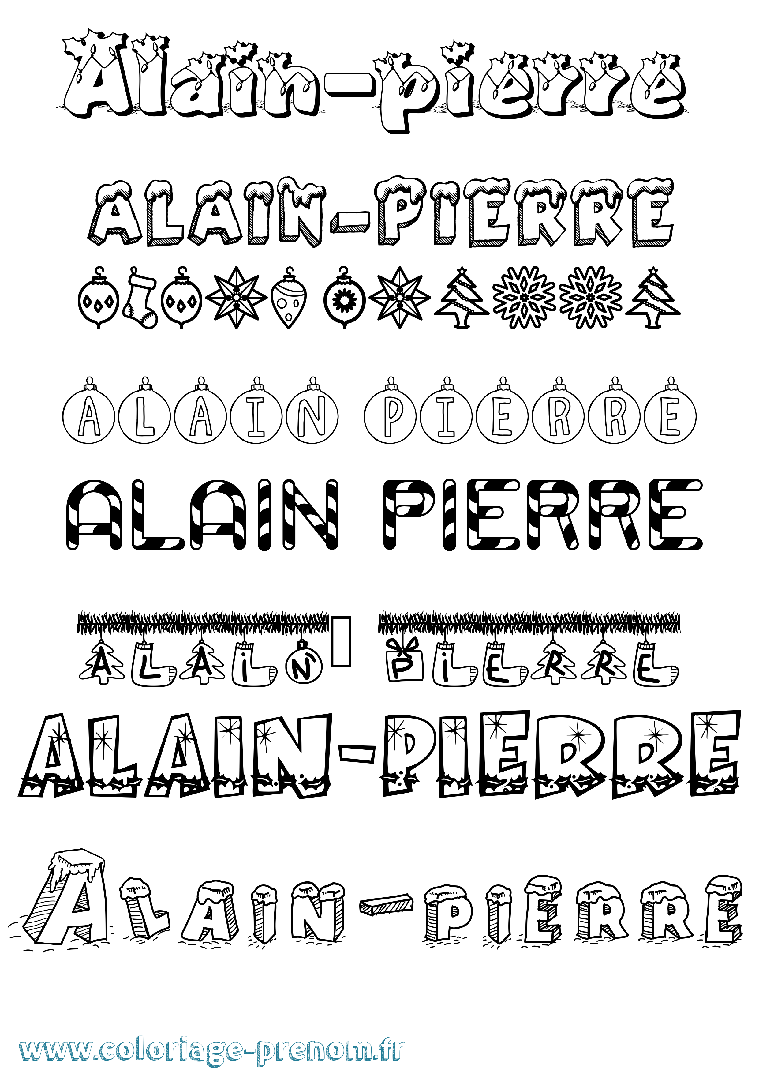 Coloriage prénom Alain-Pierre Noël