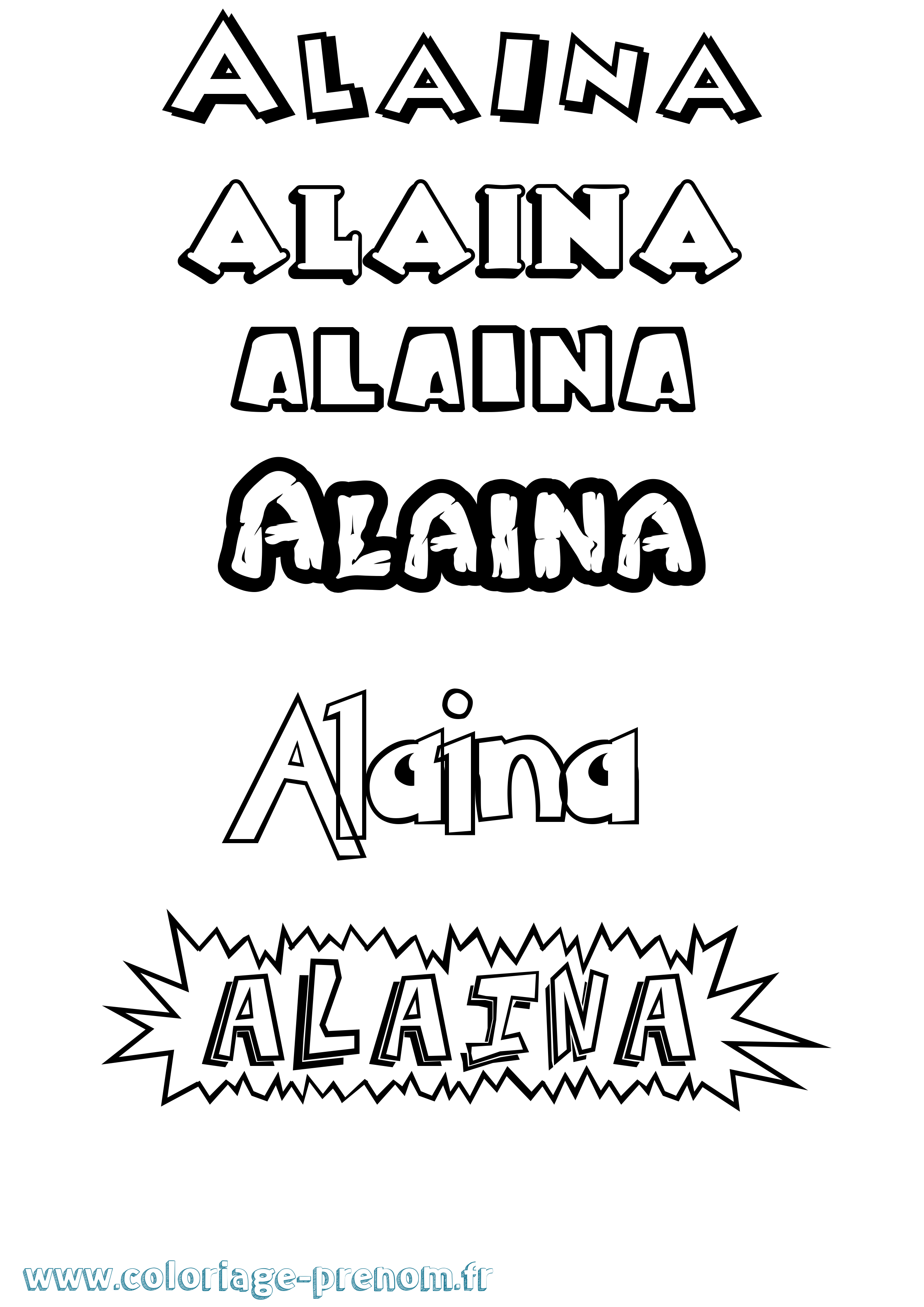 Coloriage prénom Alaina Dessin Animé