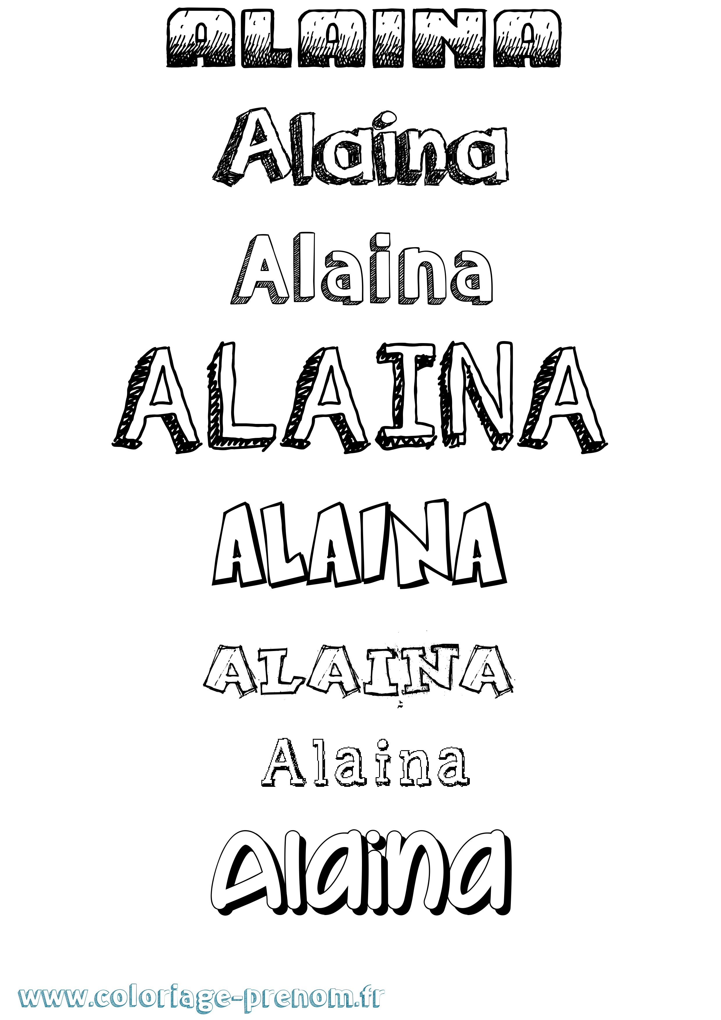 Coloriage prénom Alaina Dessiné