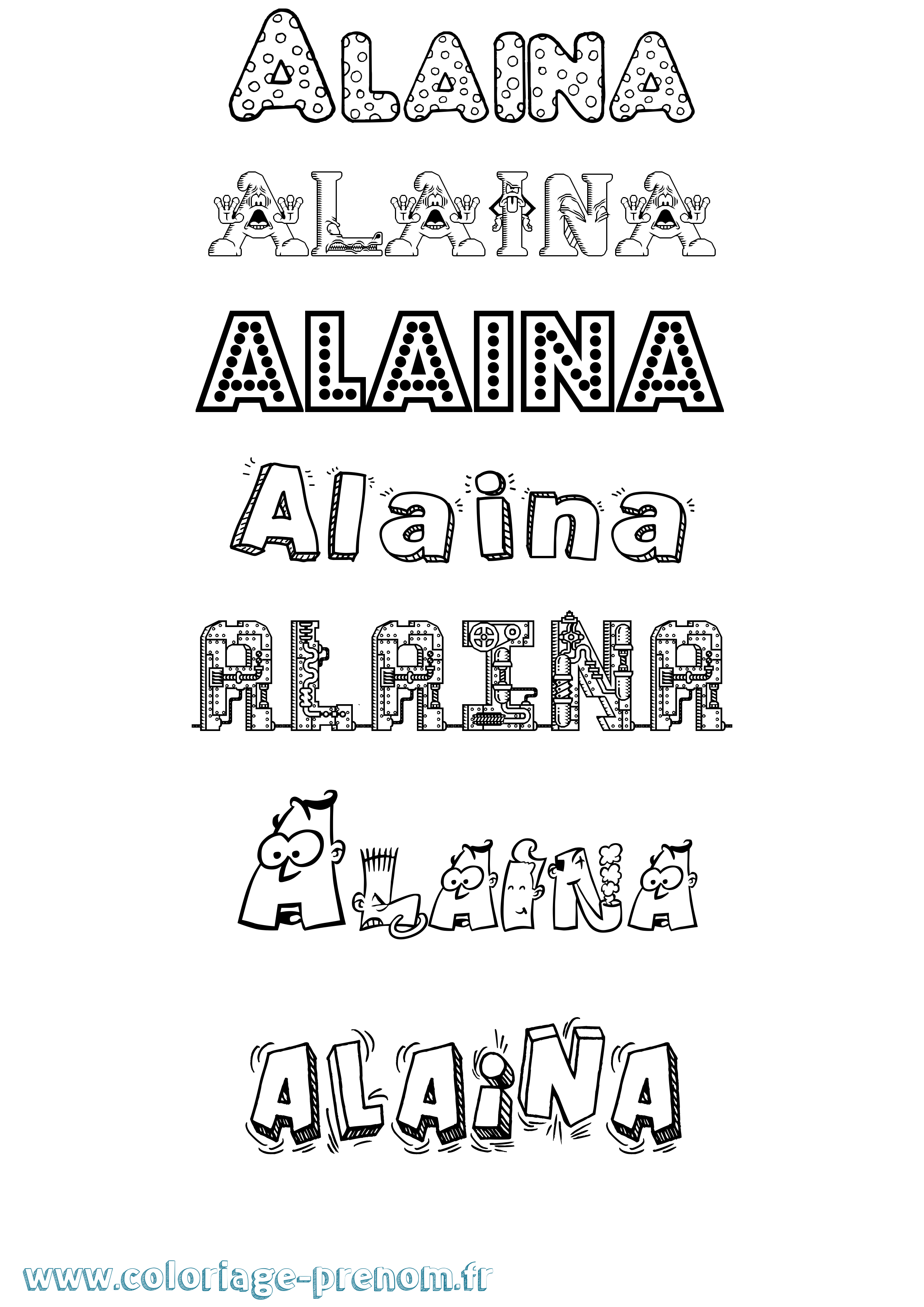 Coloriage prénom Alaina Fun