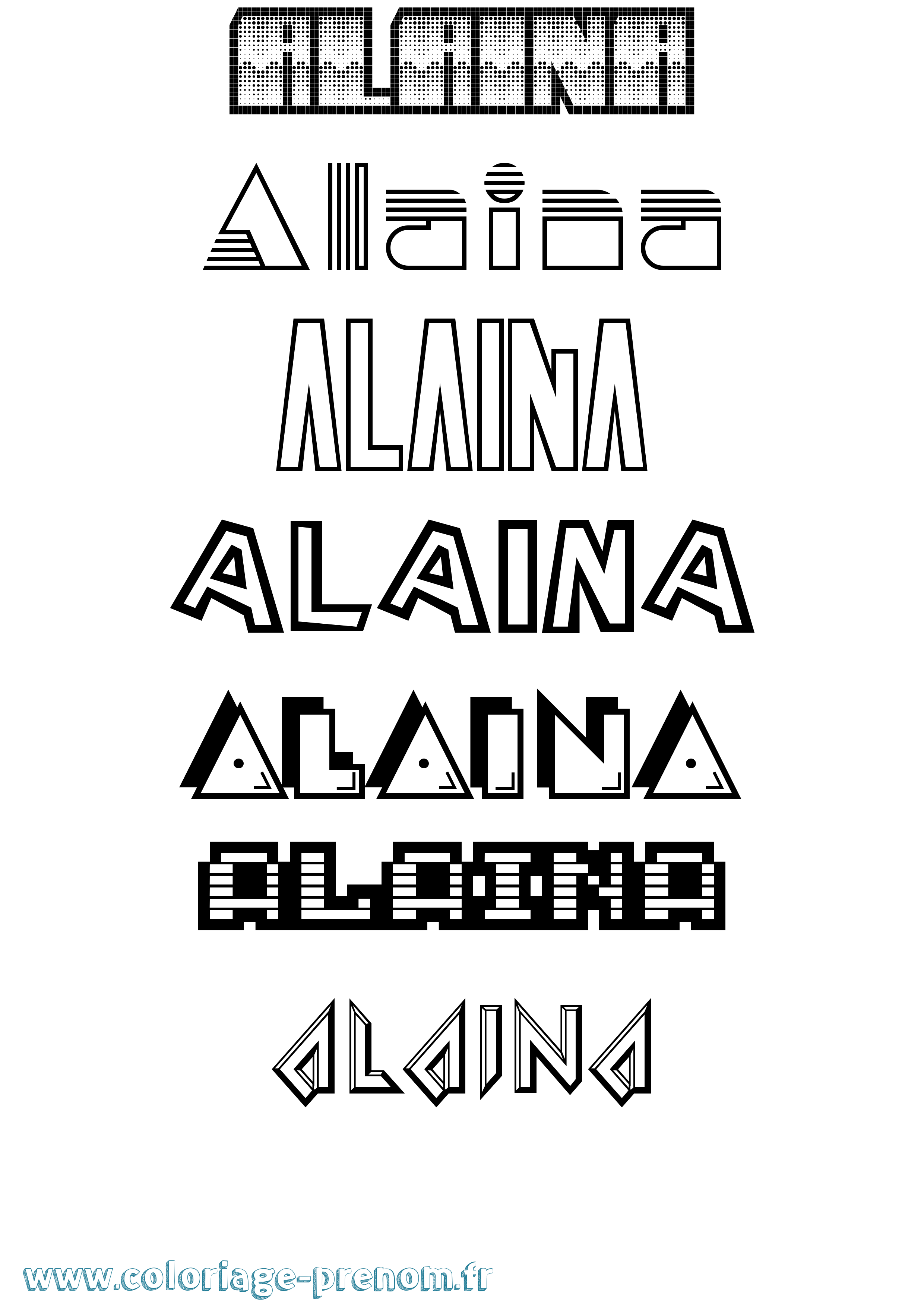 Coloriage prénom Alaina Jeux Vidéos