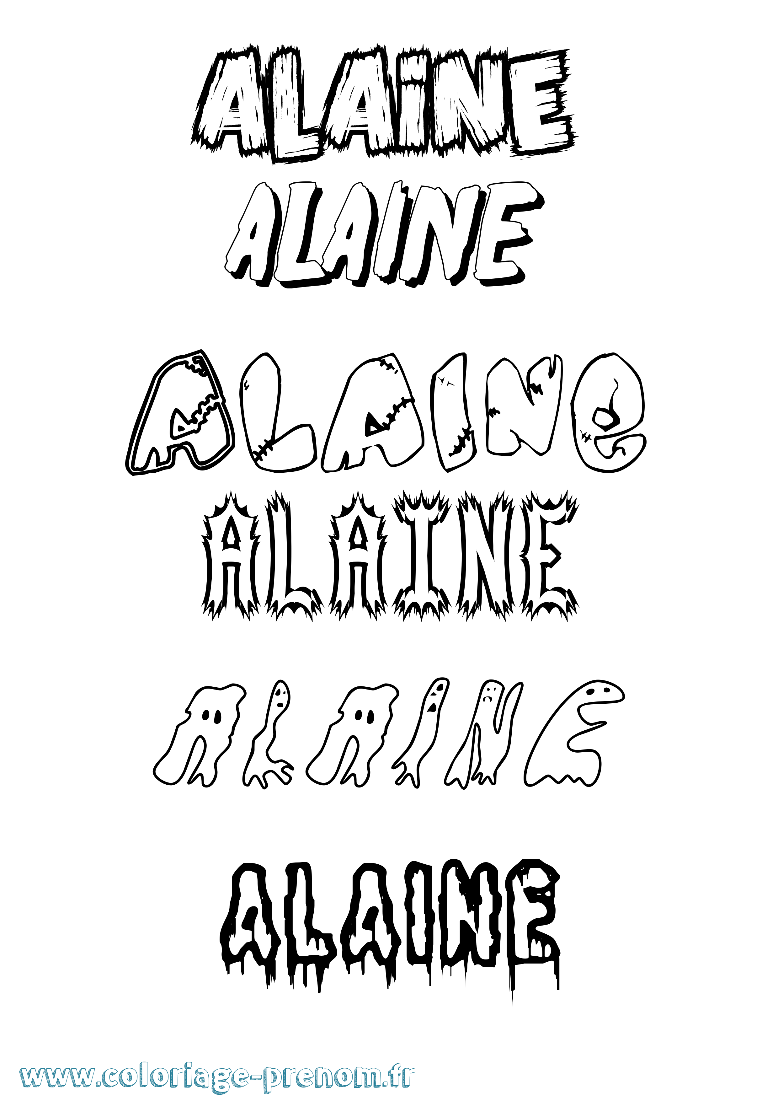 Coloriage prénom Alaine Frisson
