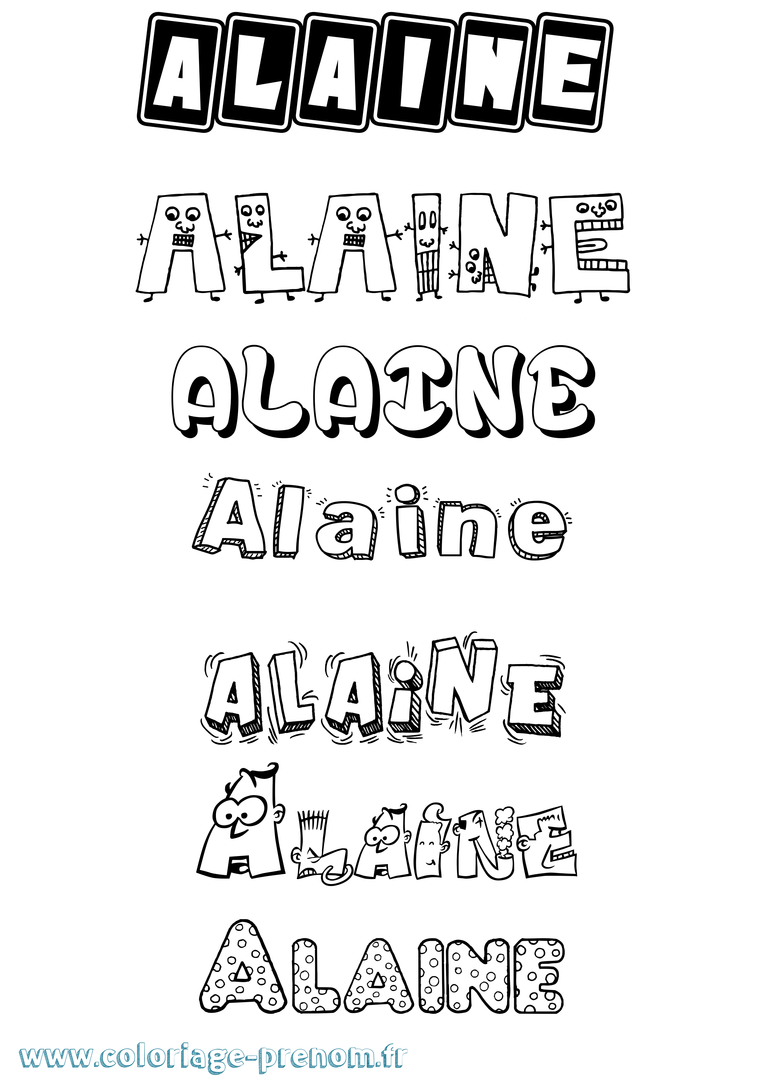Coloriage prénom Alaine Fun