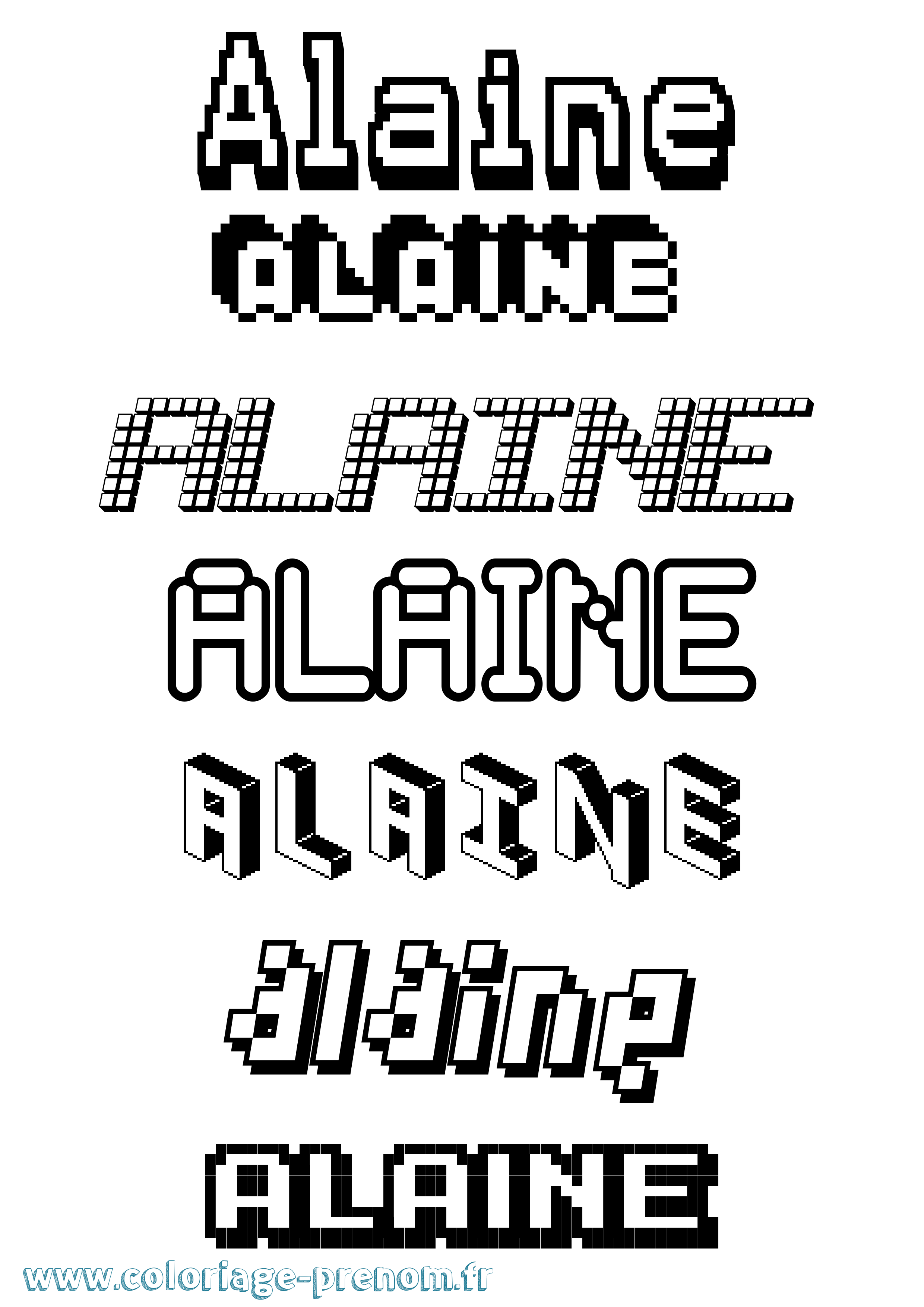 Coloriage prénom Alaine Pixel