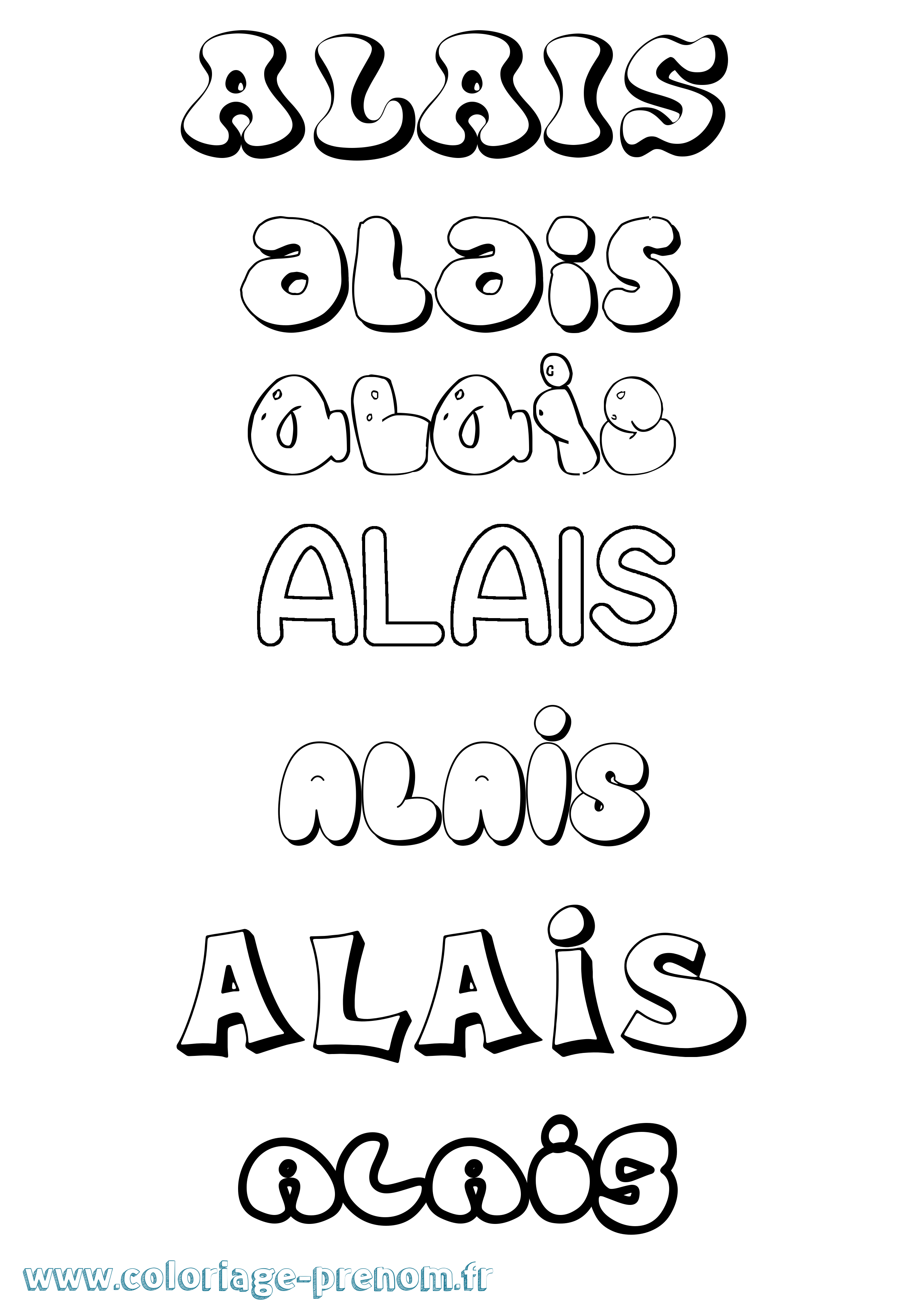 Coloriage prénom Alais Bubble