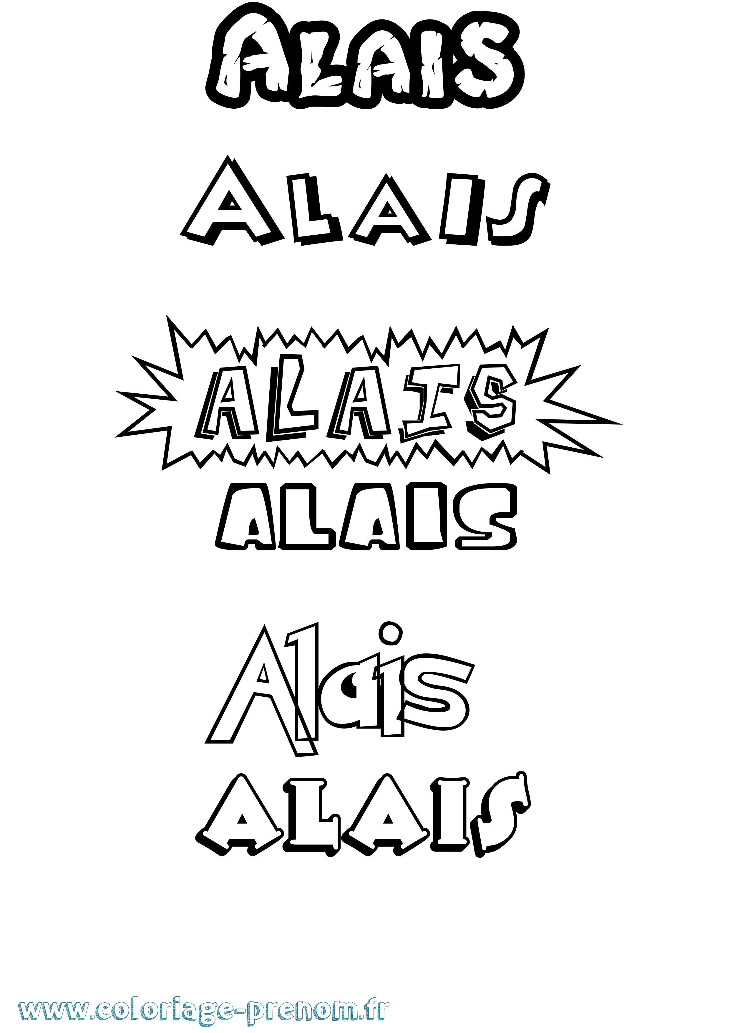 Coloriage prénom Alais Dessin Animé