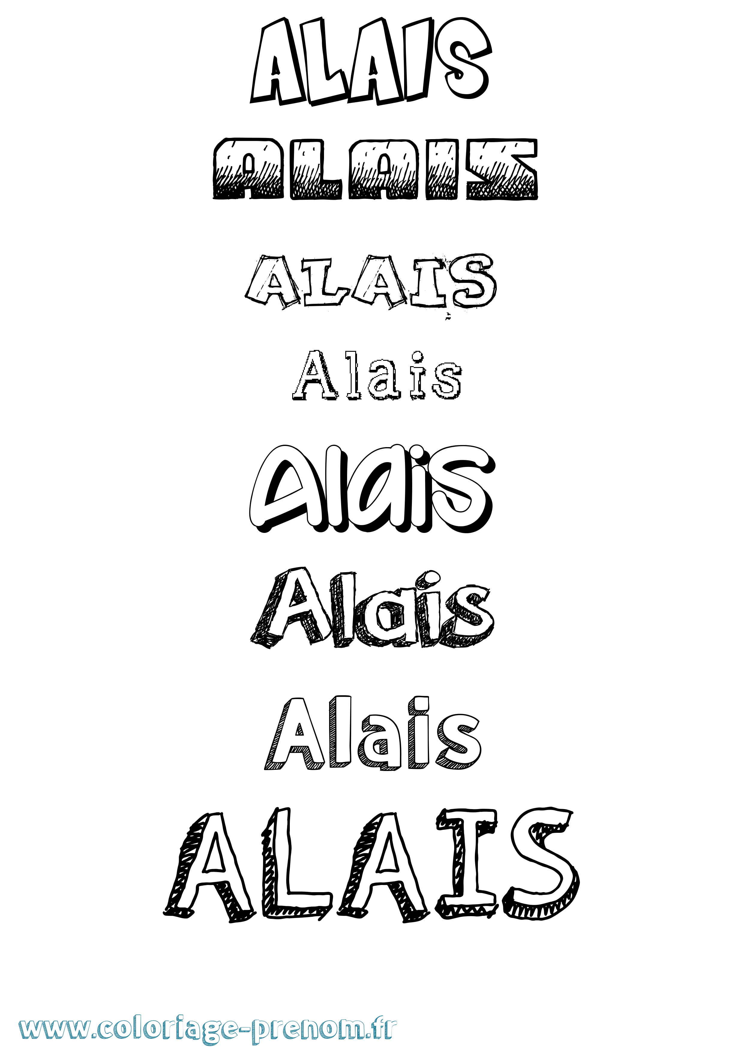 Coloriage prénom Alais Dessiné