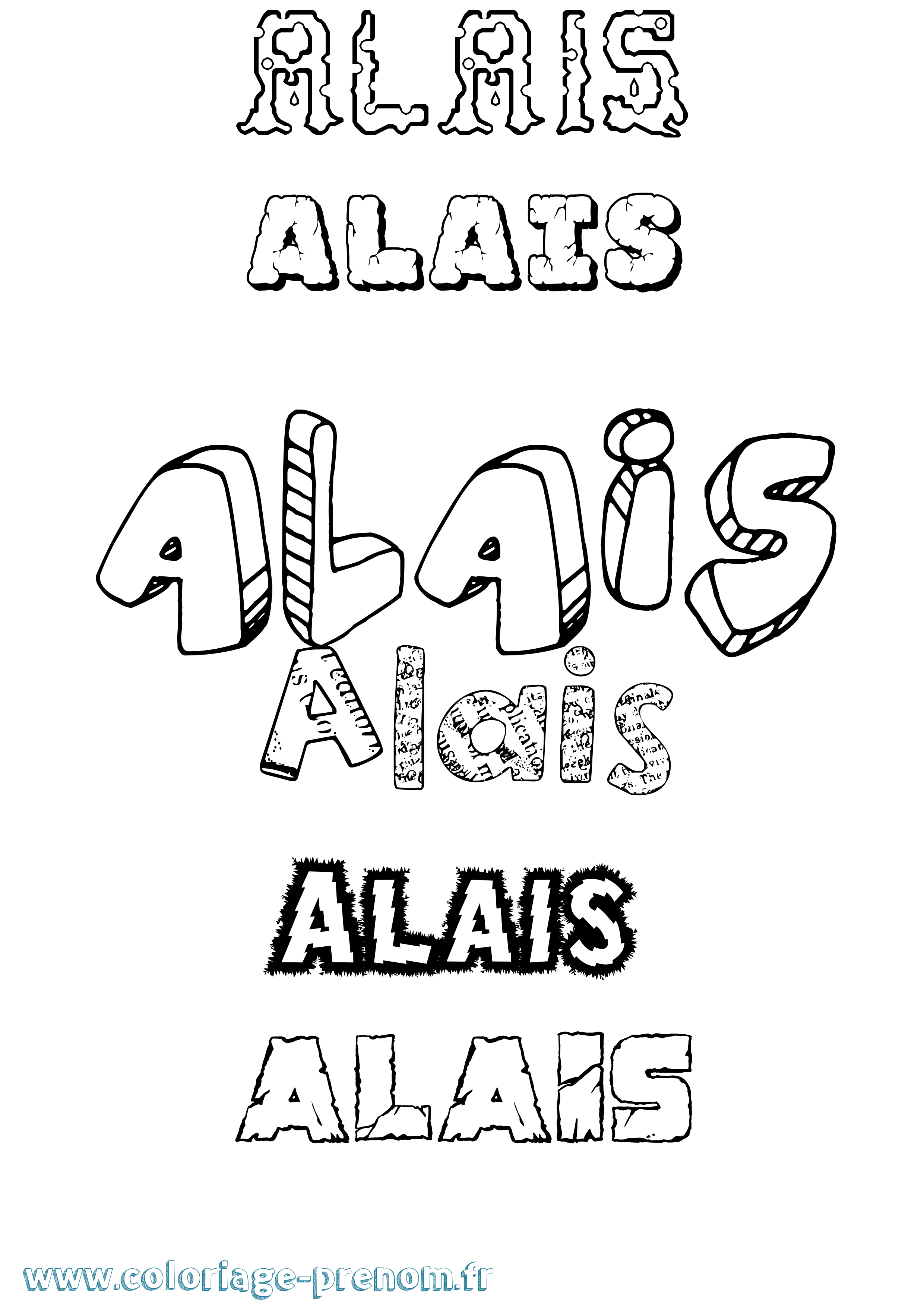 Coloriage prénom Alais Destructuré