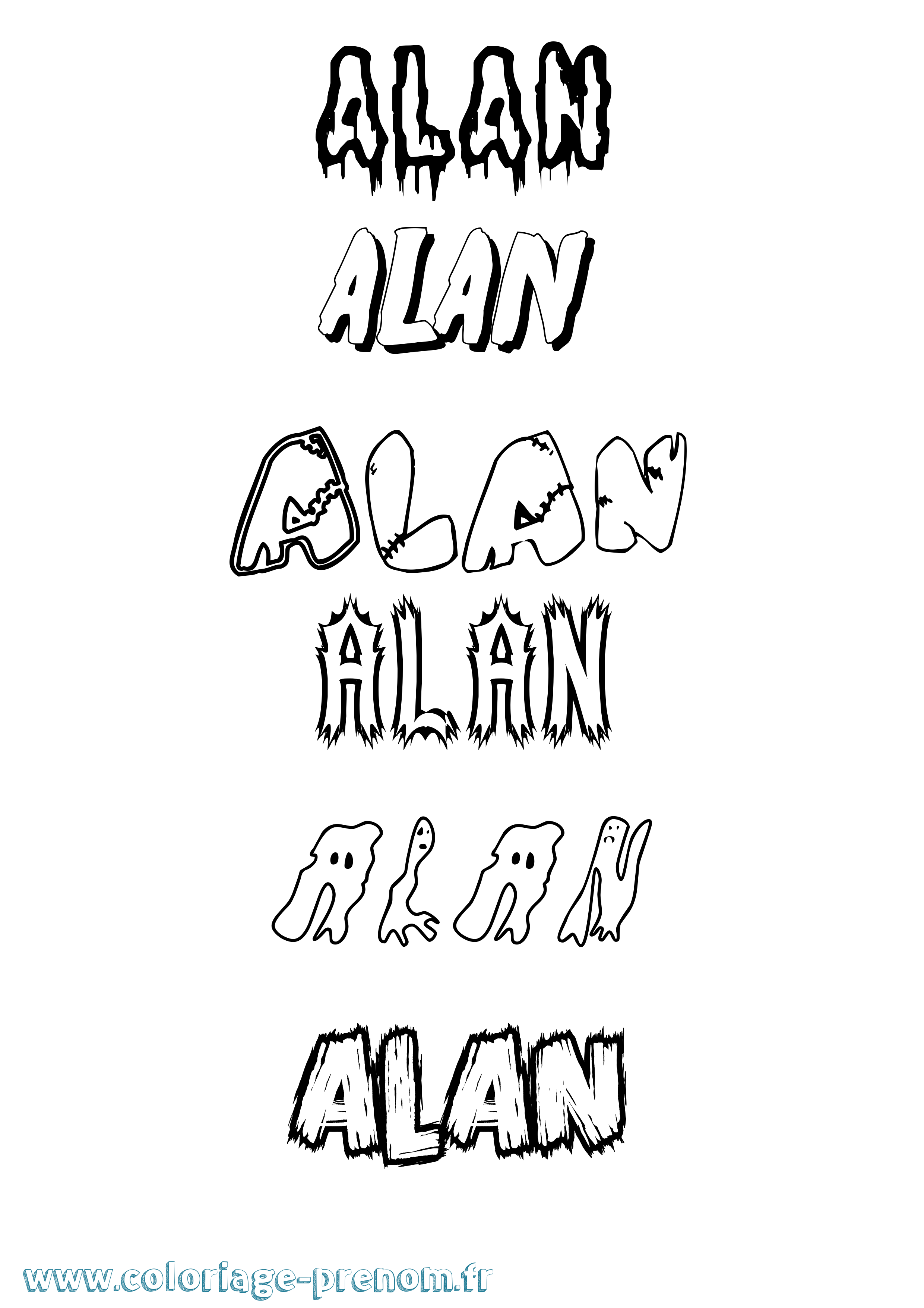 Coloriage prénom Alan Frisson