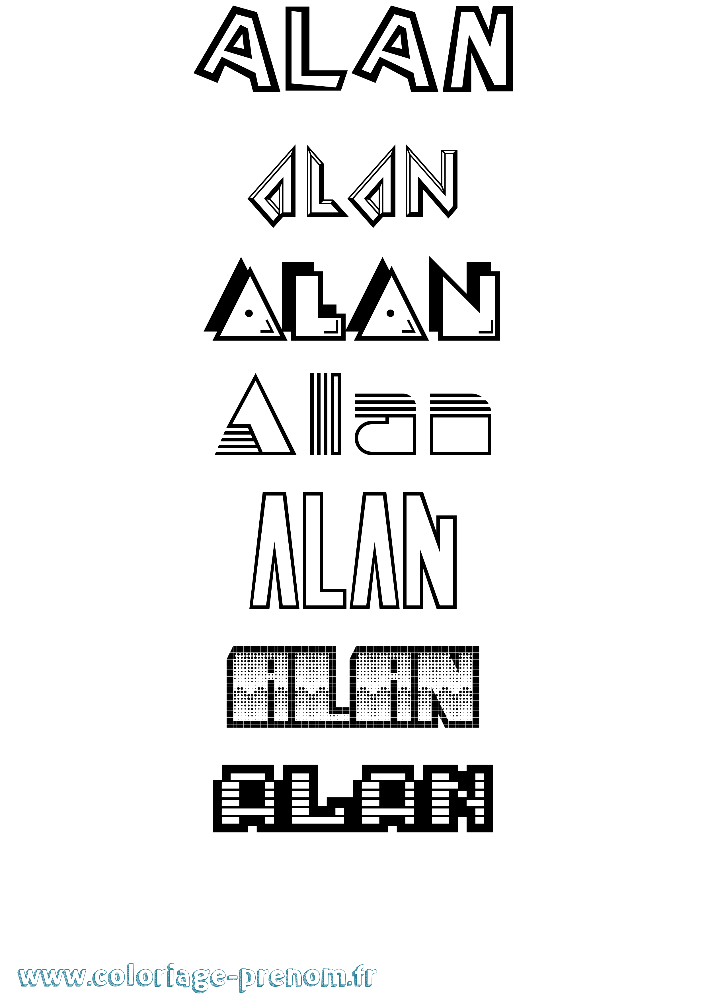 Coloriage prénom Alan