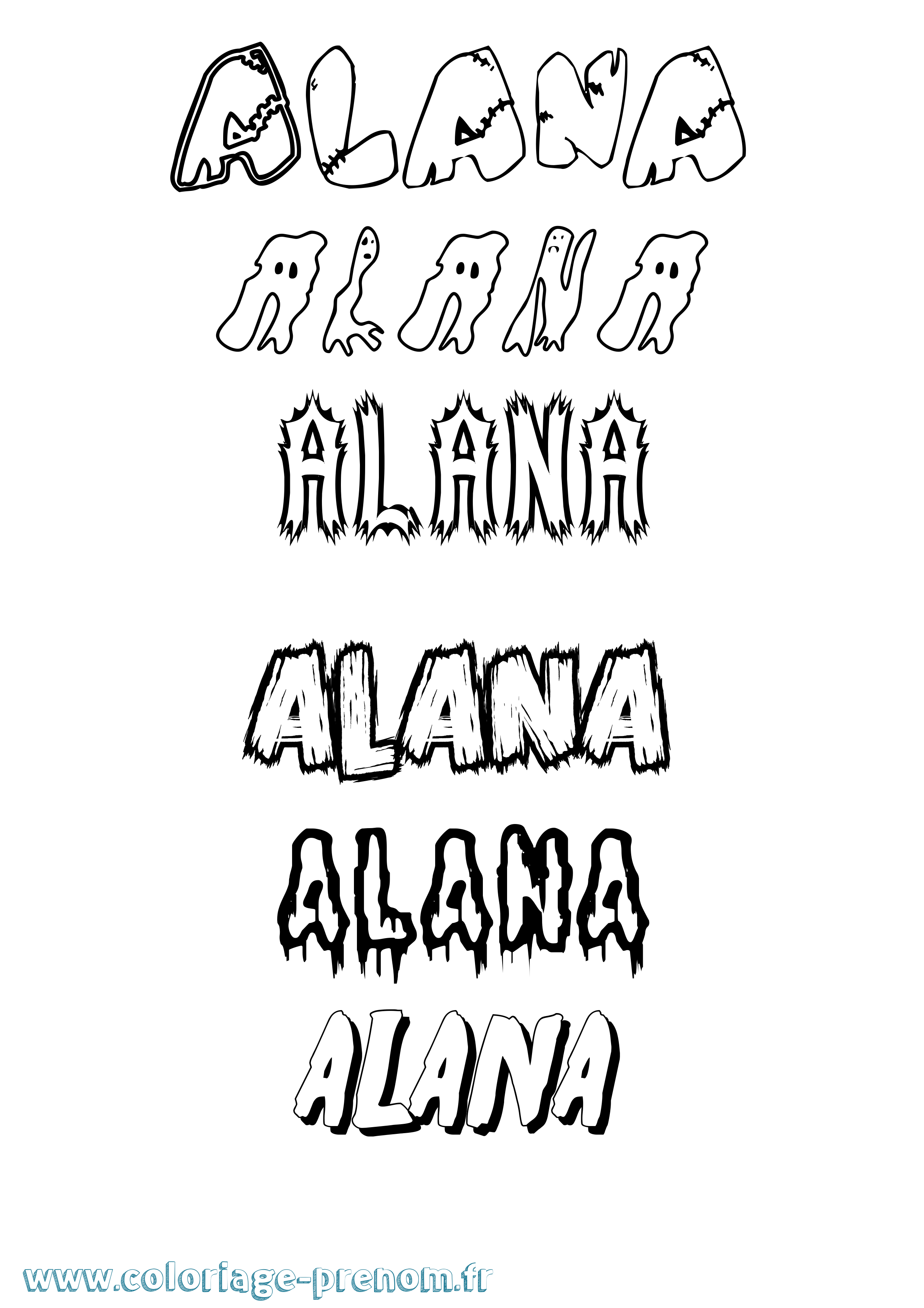 Coloriage prénom Alana Frisson