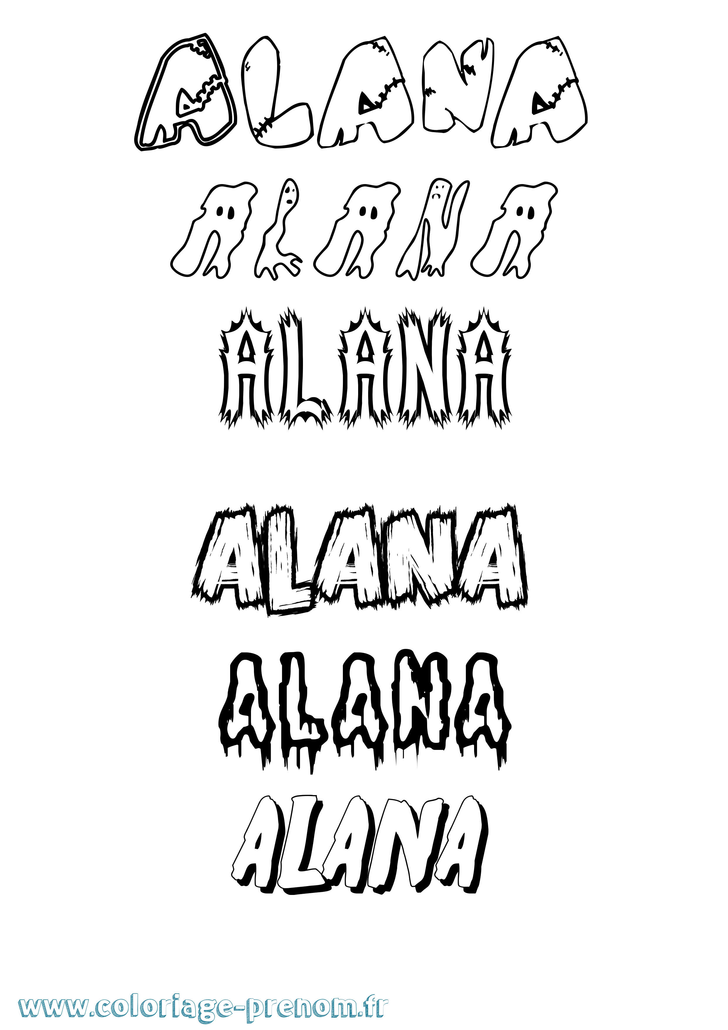 Coloriage Alana Frisson Coloriage prénom Alana Frisson