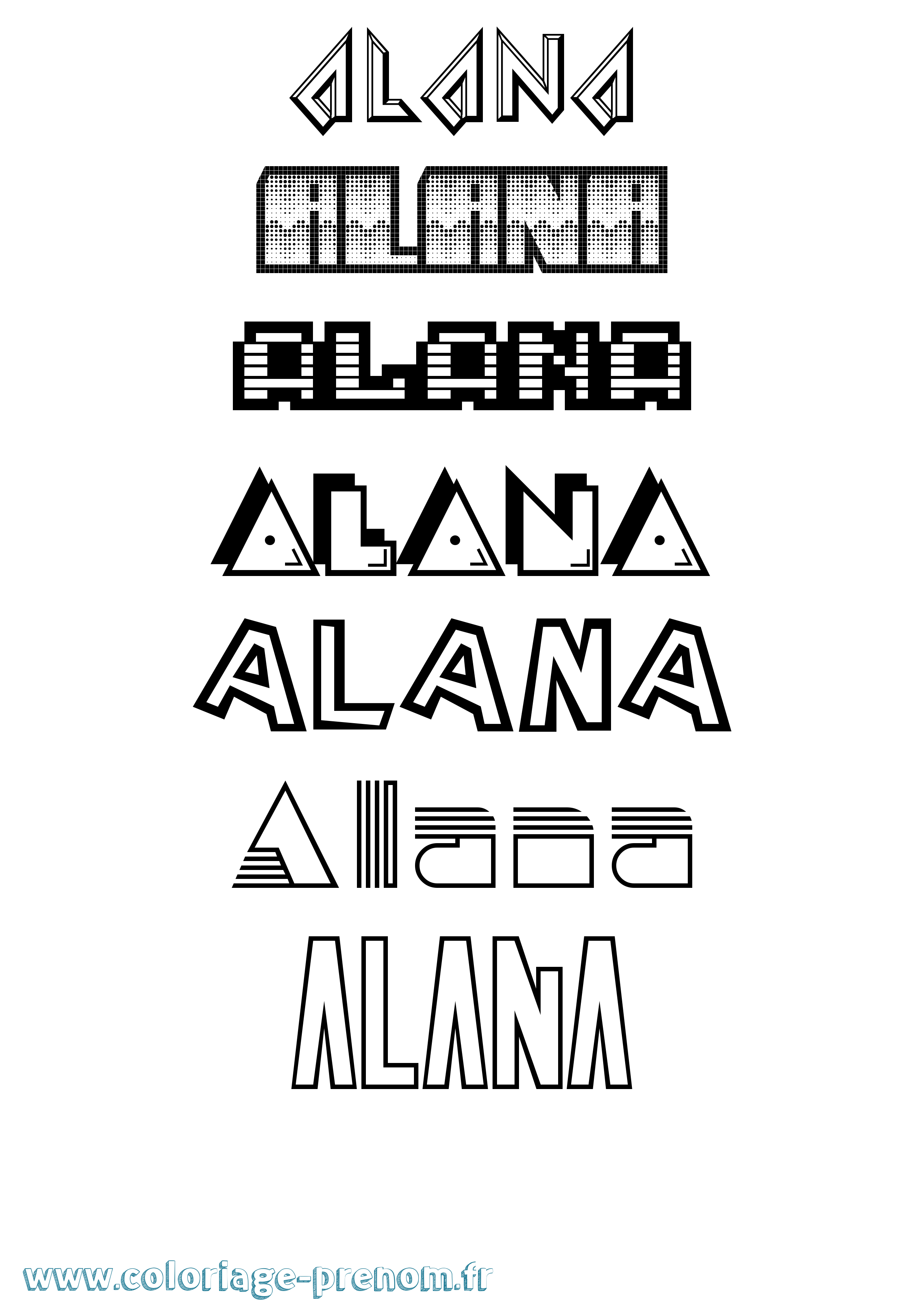 Coloriage Alana Jeux Vidéos Coloriage prénom Alana Jeux Vidéos