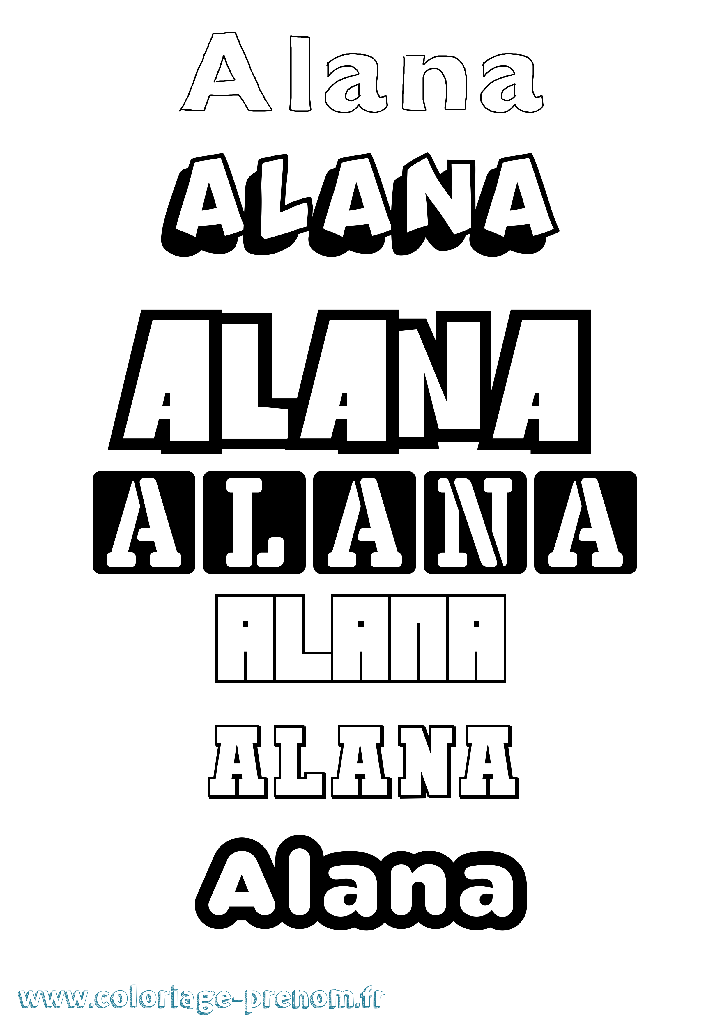 Coloriage Alana Simple Coloriage prénom Alana Simple