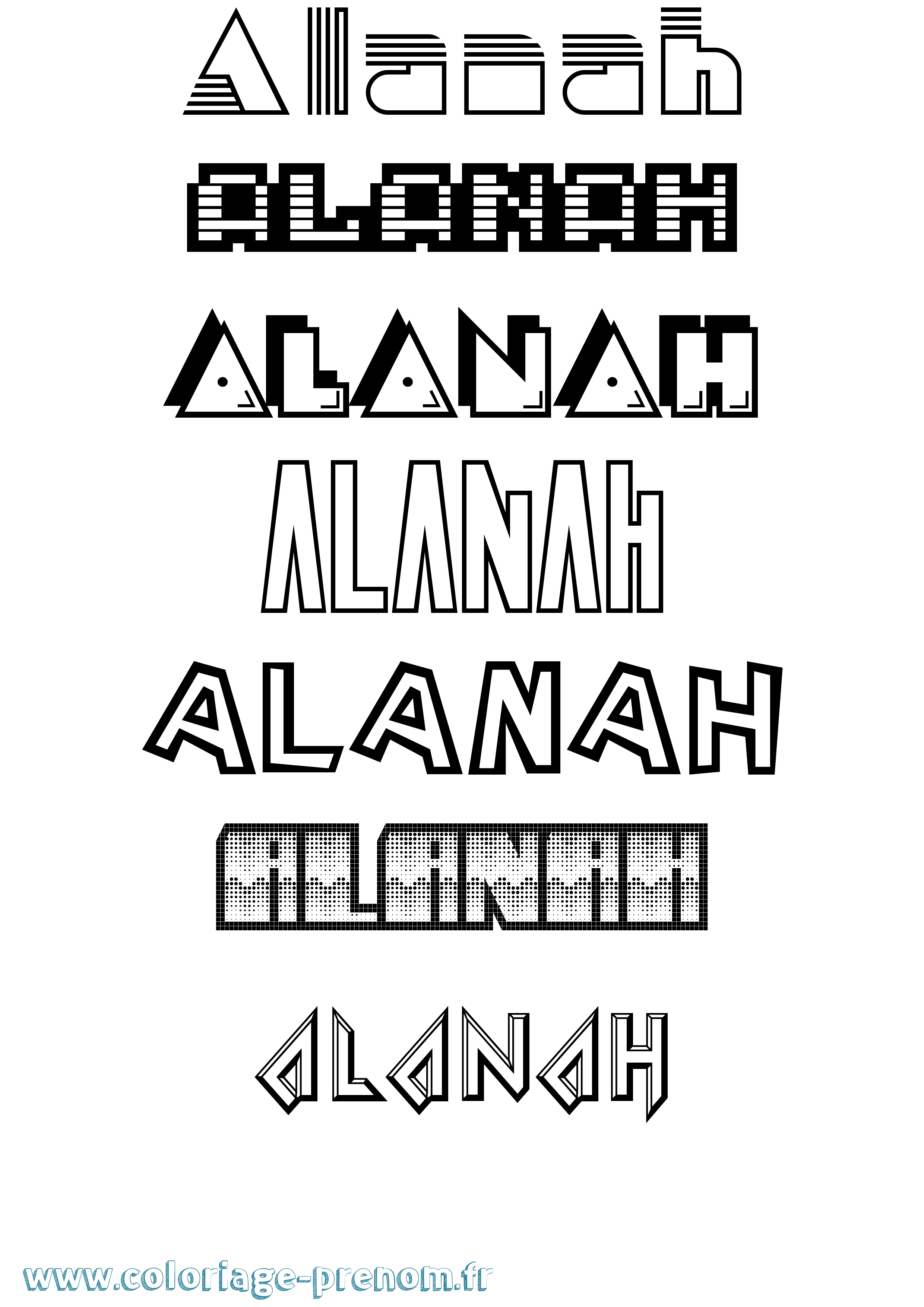 Coloriage Alanah Jeux Vidéos Coloriage prénom Alanah Jeux Vidéos