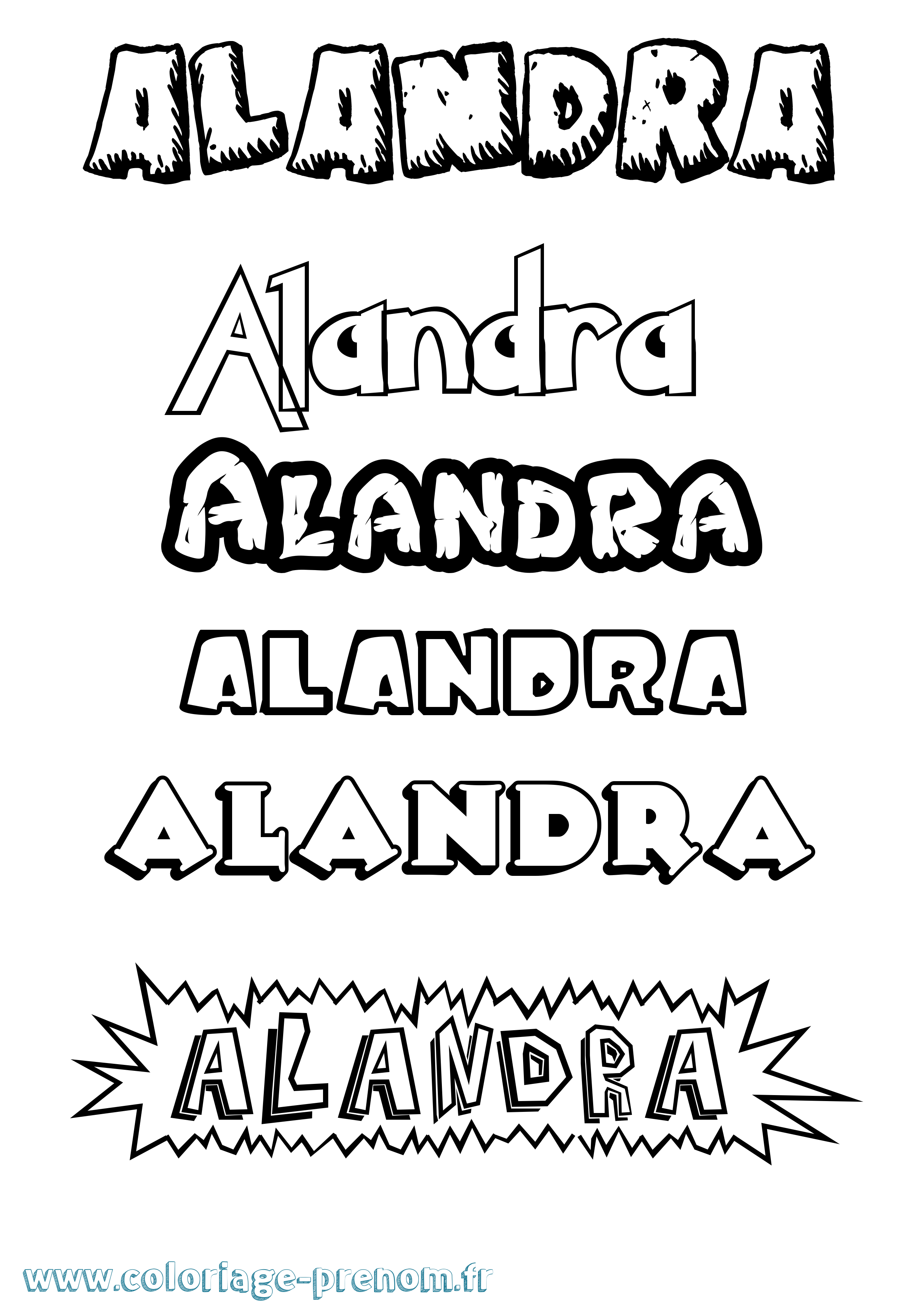 Coloriage prénom Alandra Dessin Animé
