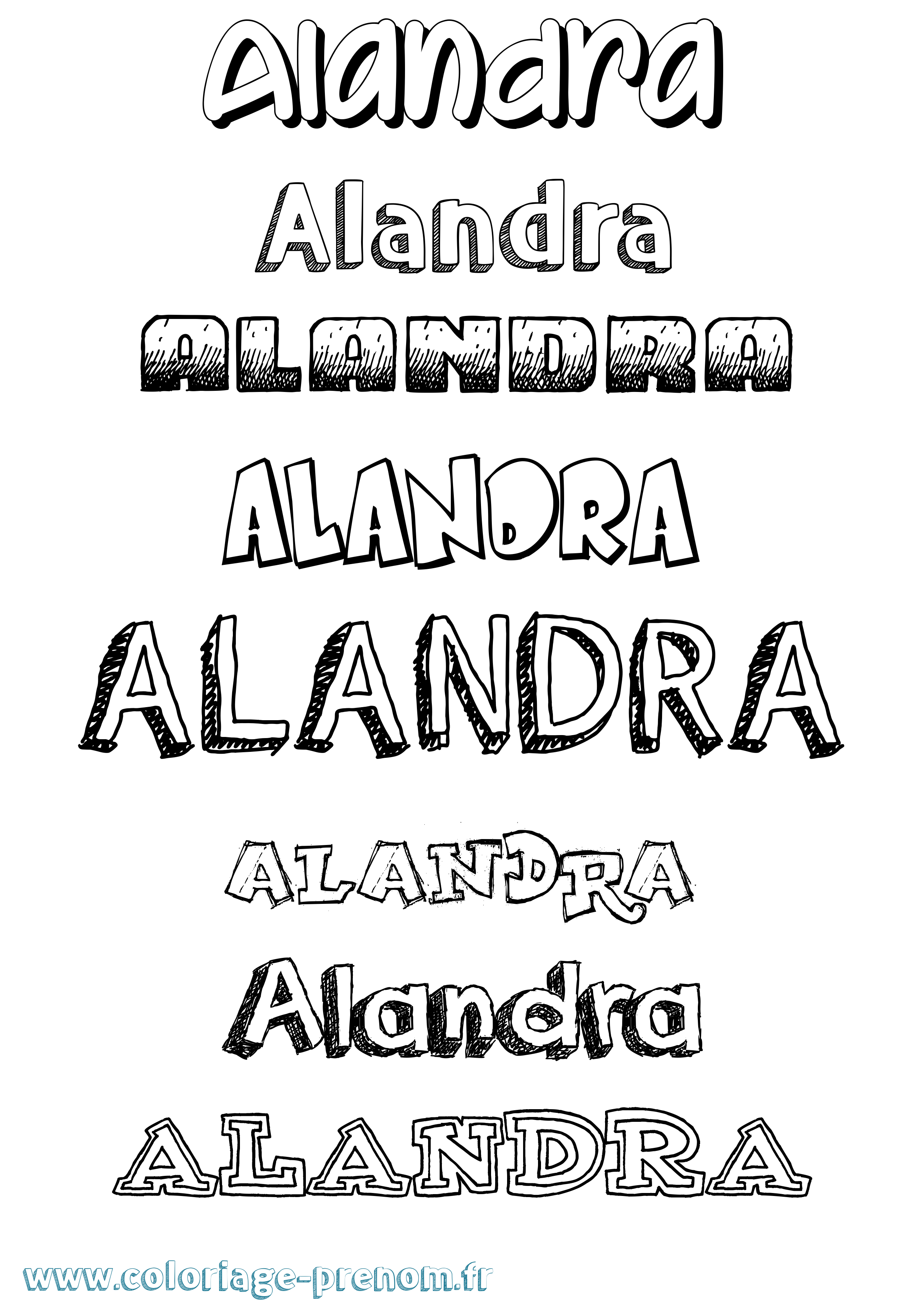 Coloriage prénom Alandra Dessiné