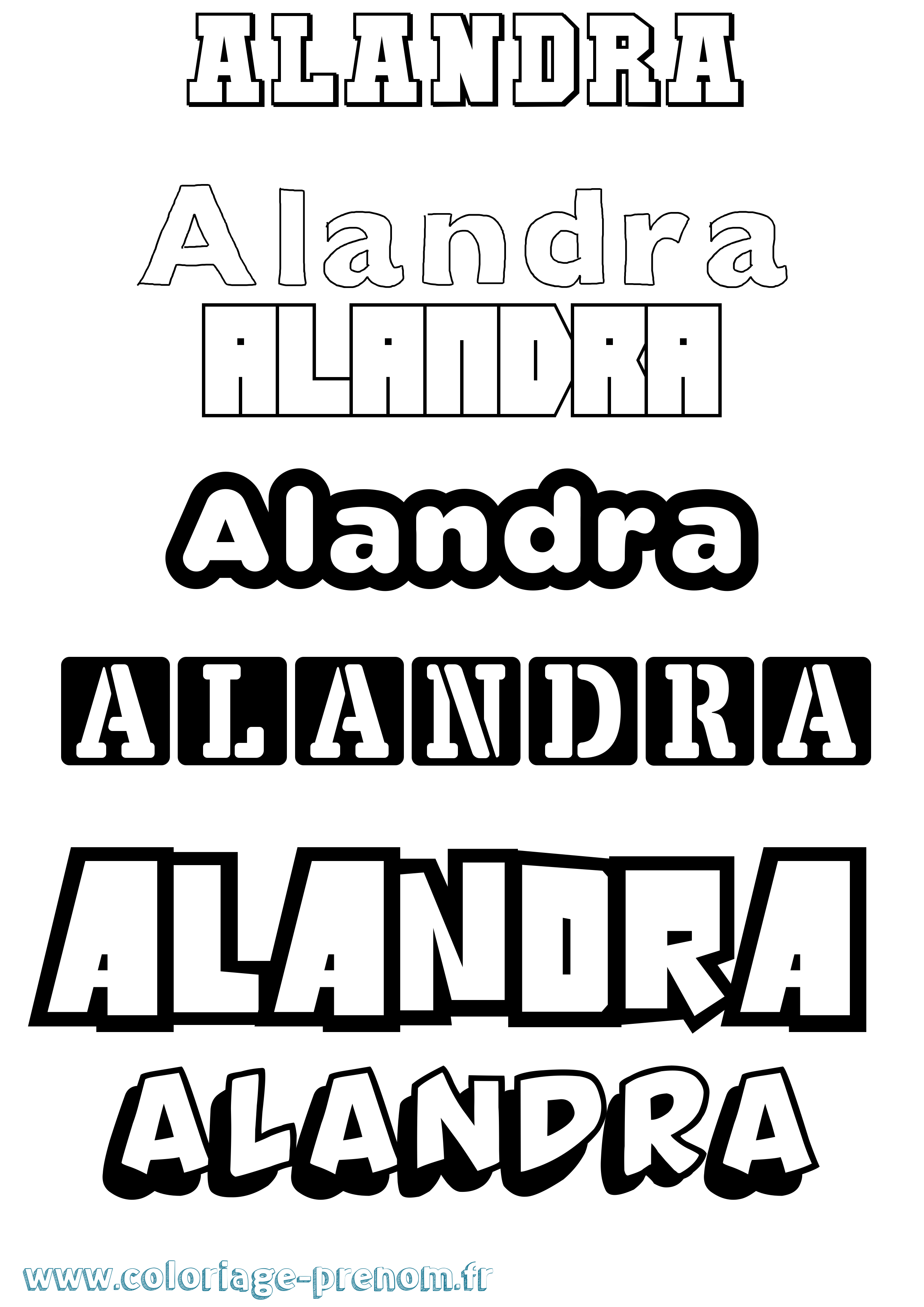 Coloriage prénom Alandra Simple
