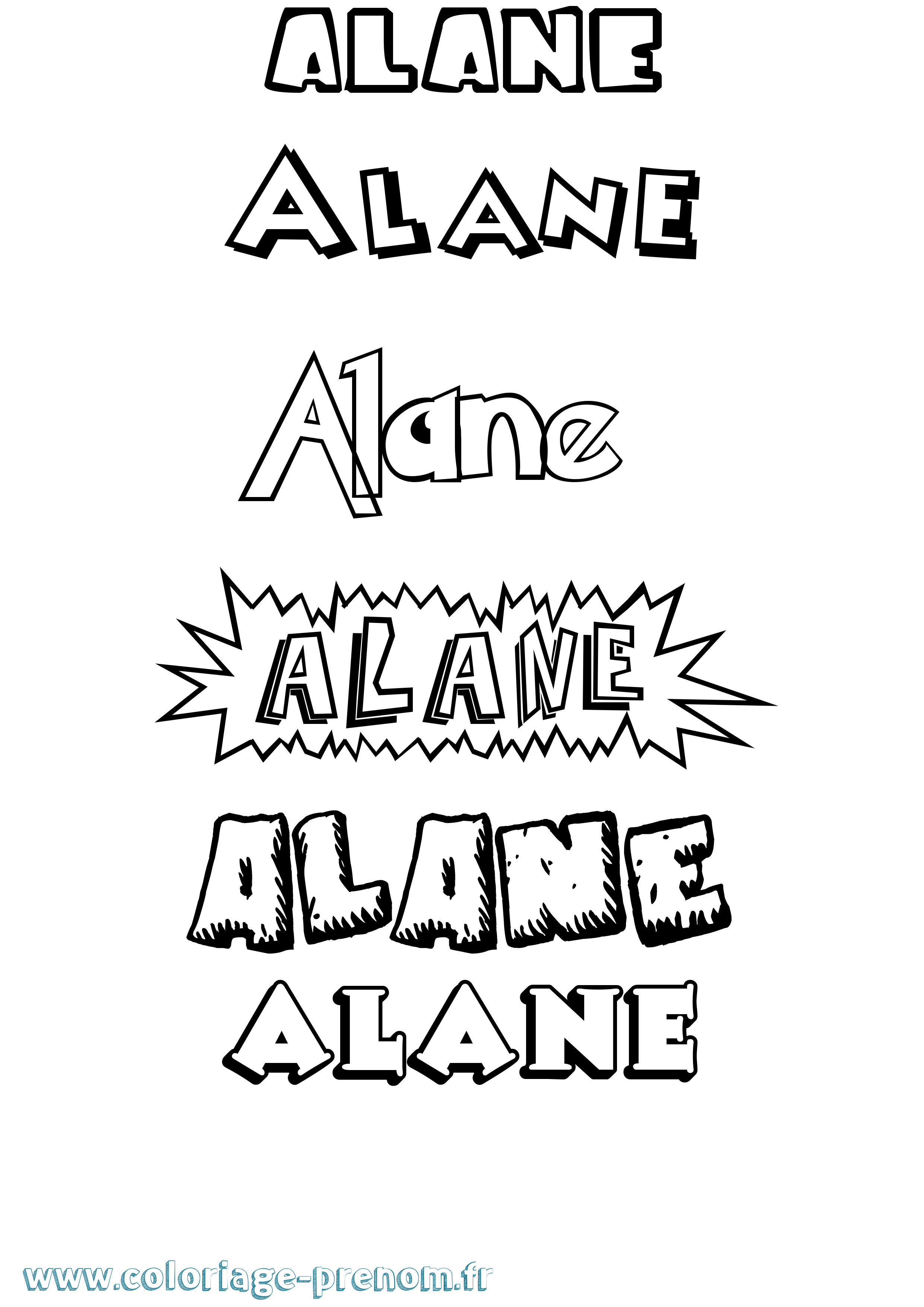 Coloriage prénom Alane Dessin Animé