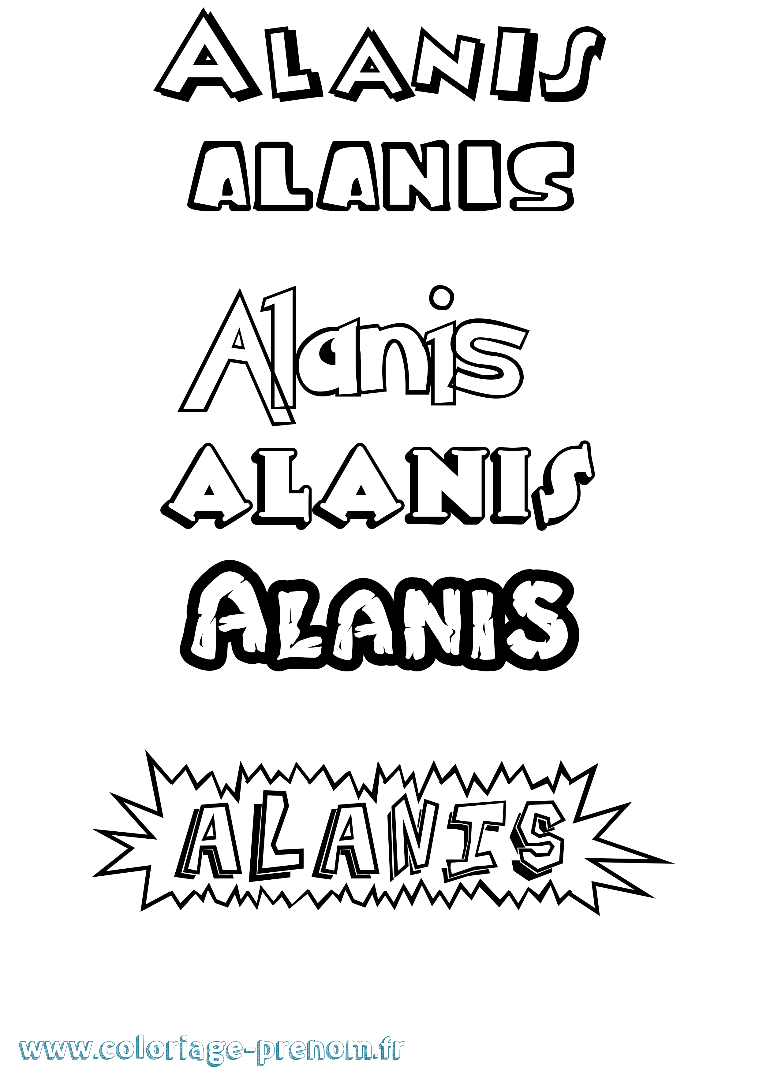 Coloriage prénom Alanis Dessin Animé