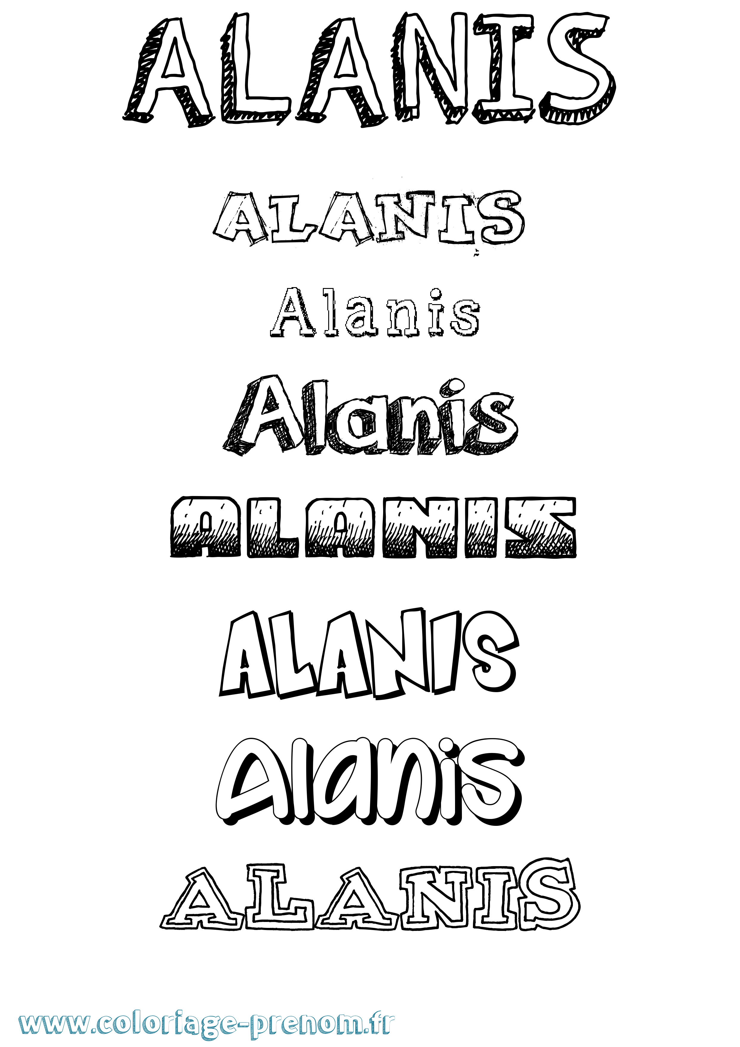 Coloriage prénom Alanis Dessiné