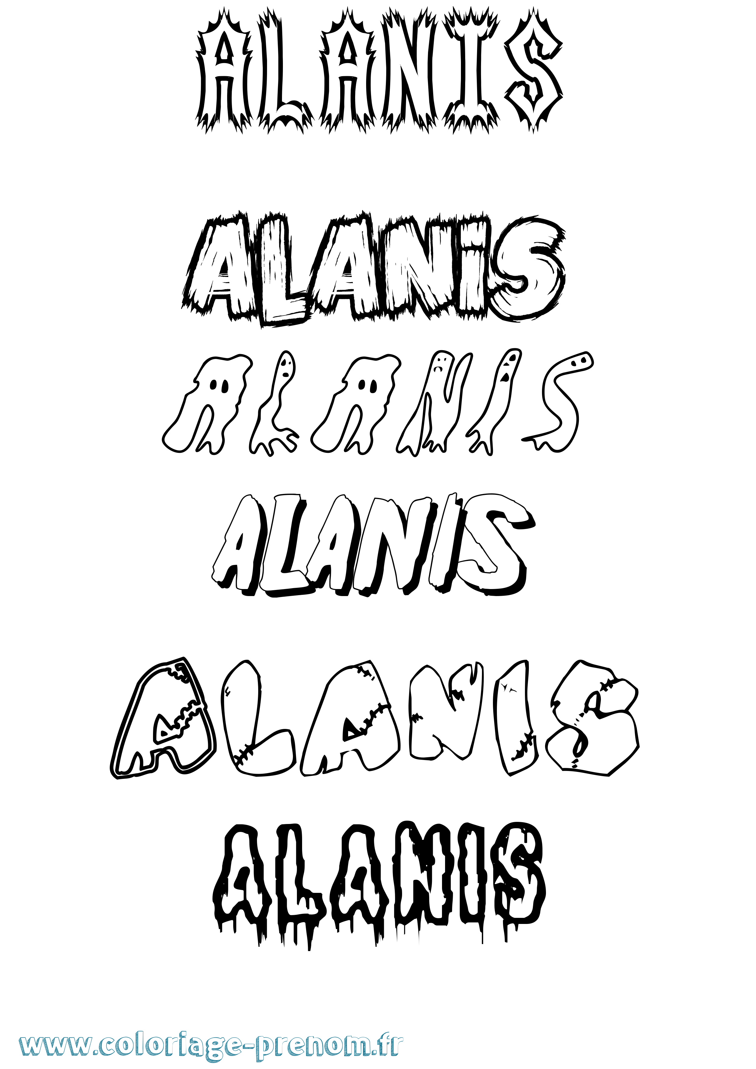 Coloriage prénom Alanis Frisson