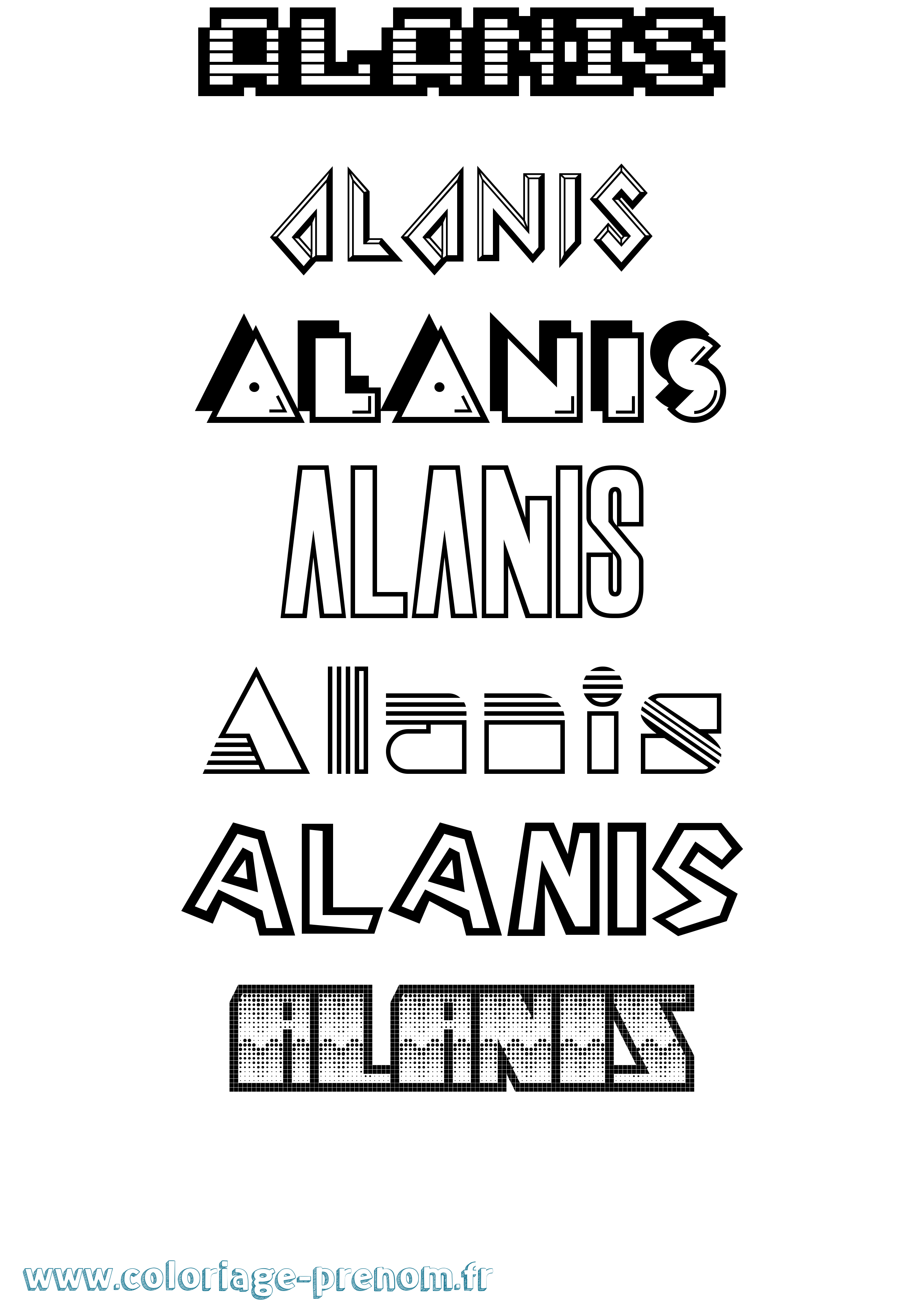 Coloriage prénom Alanis Jeux Vidéos
