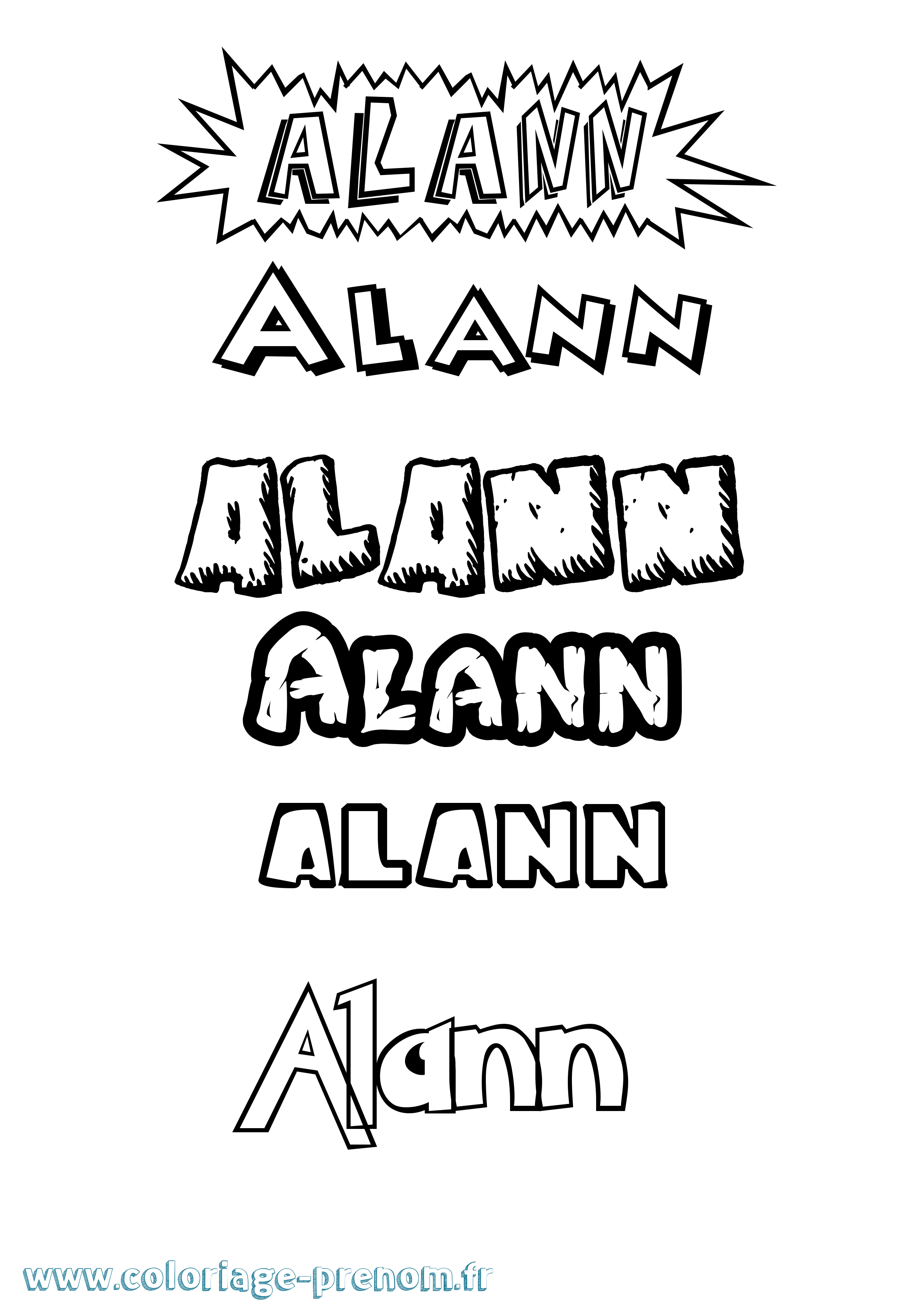Coloriage prénom Alann Dessin Animé