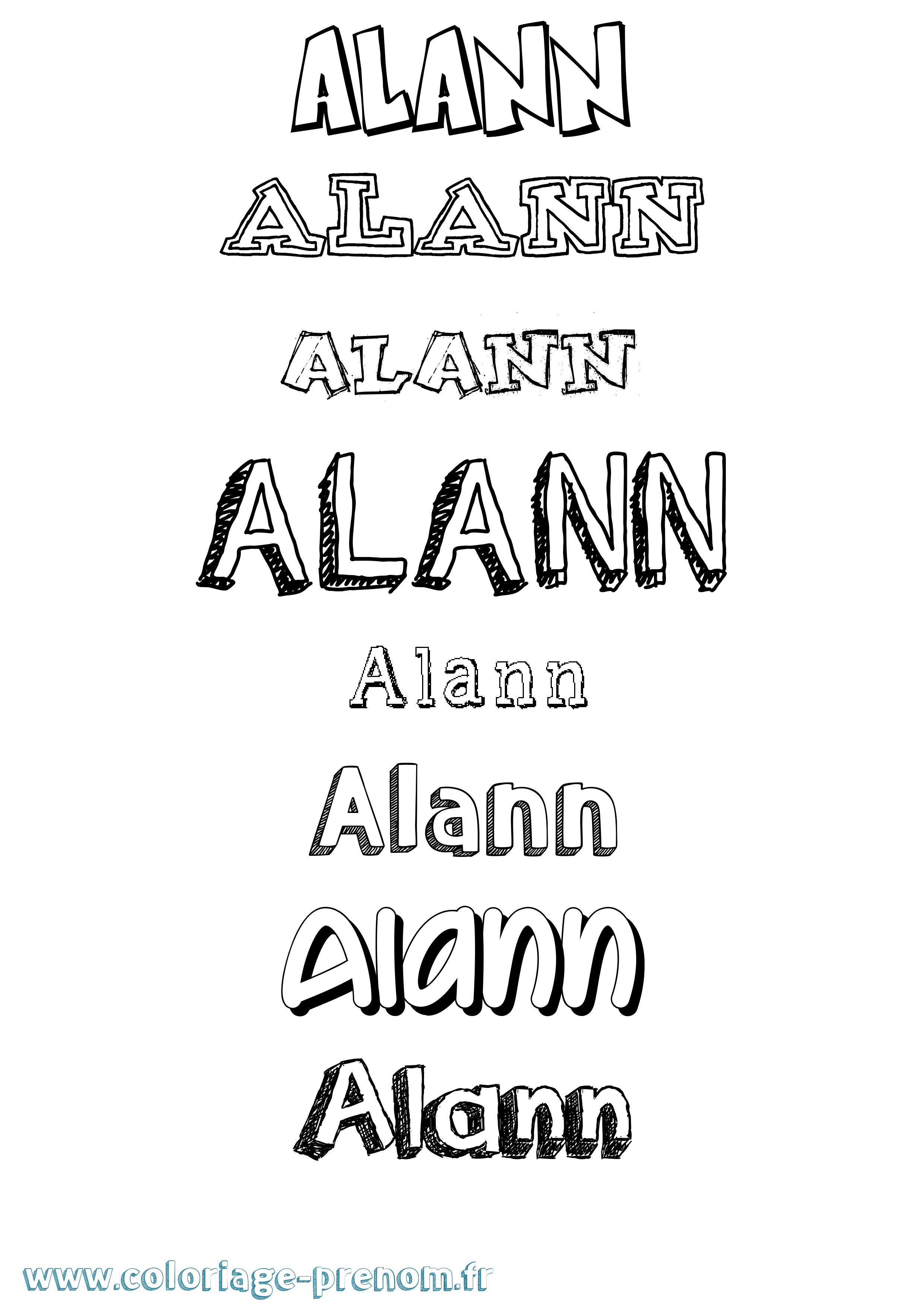 Coloriage prénom Alann Dessiné