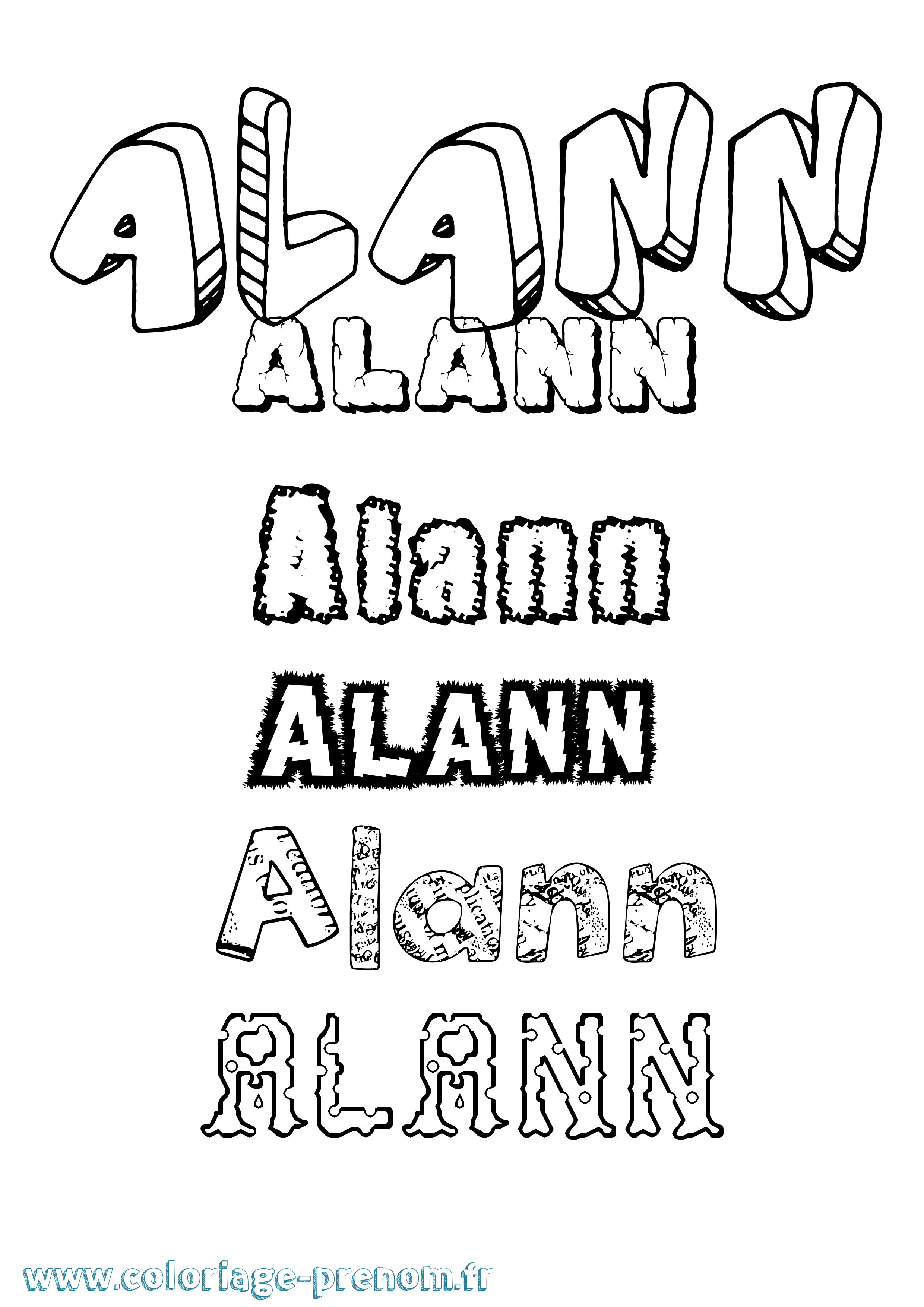 Coloriage prénom Alann Destructuré