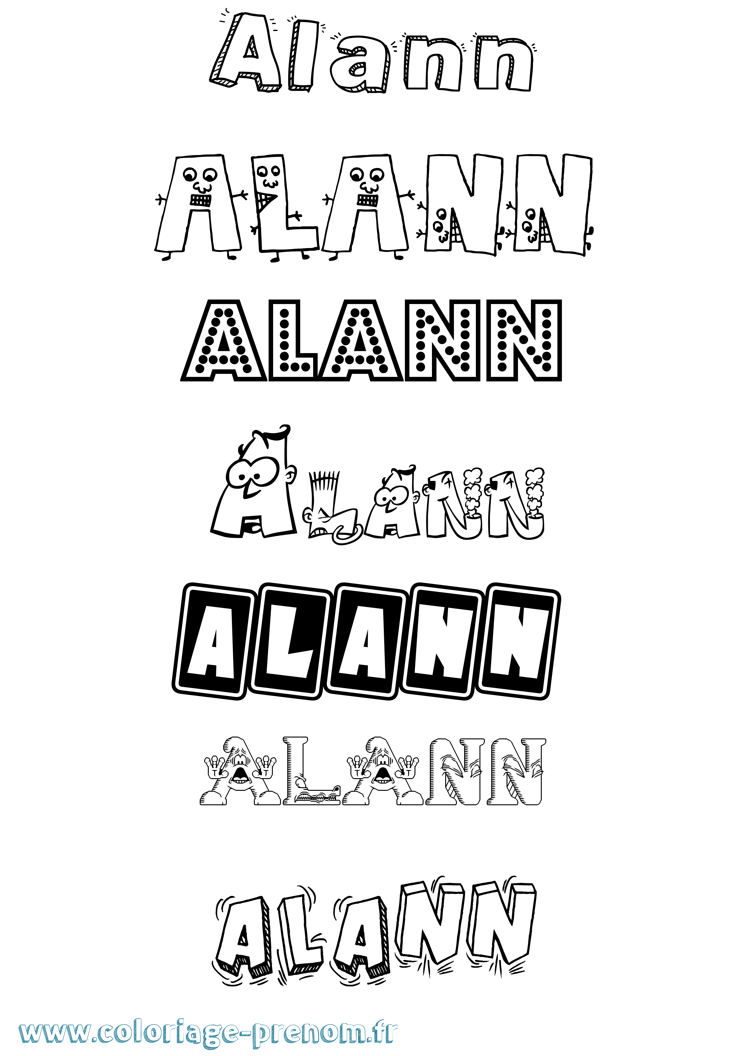 Coloriage prénom Alann Fun