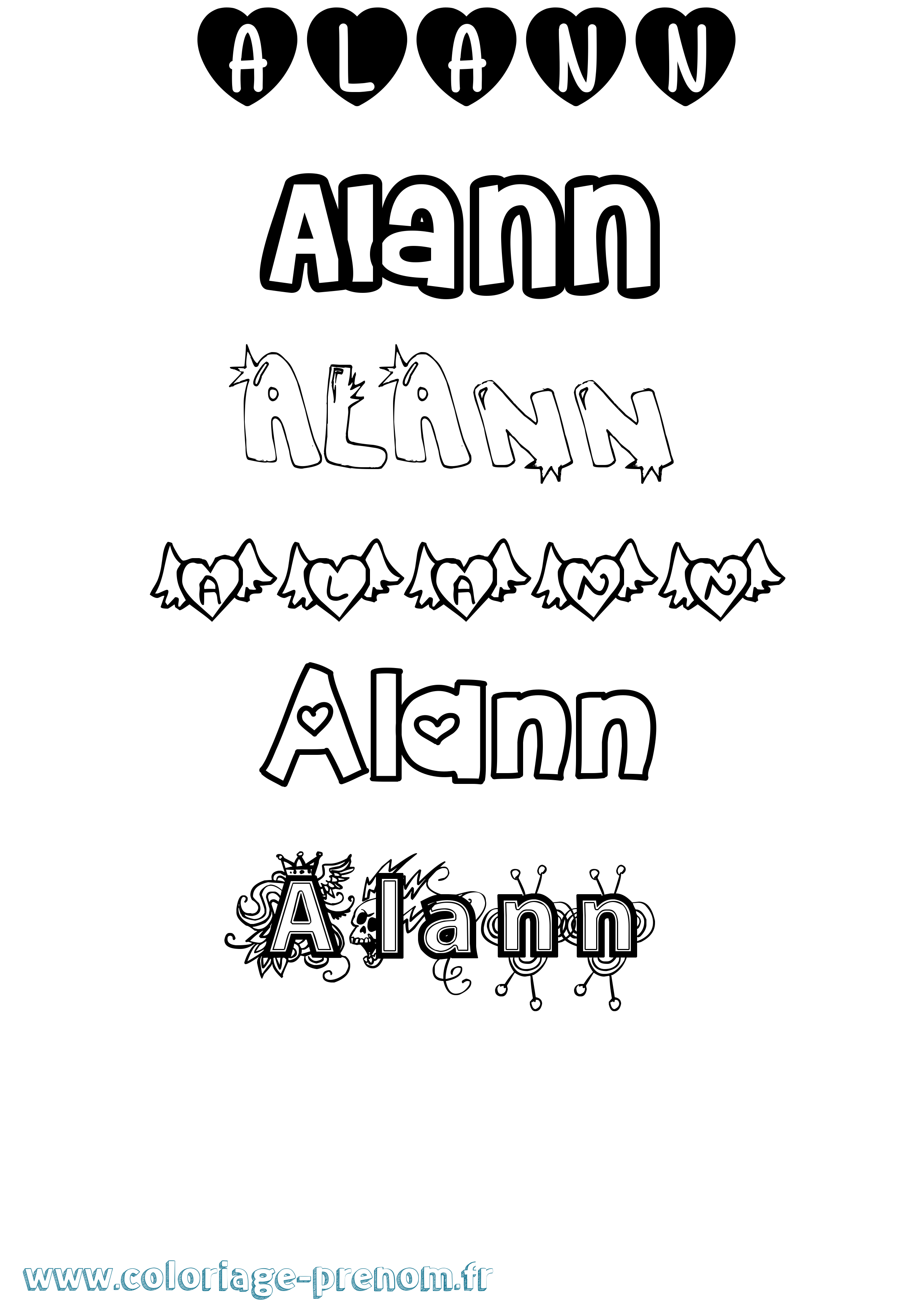 Coloriage prénom Alann Girly