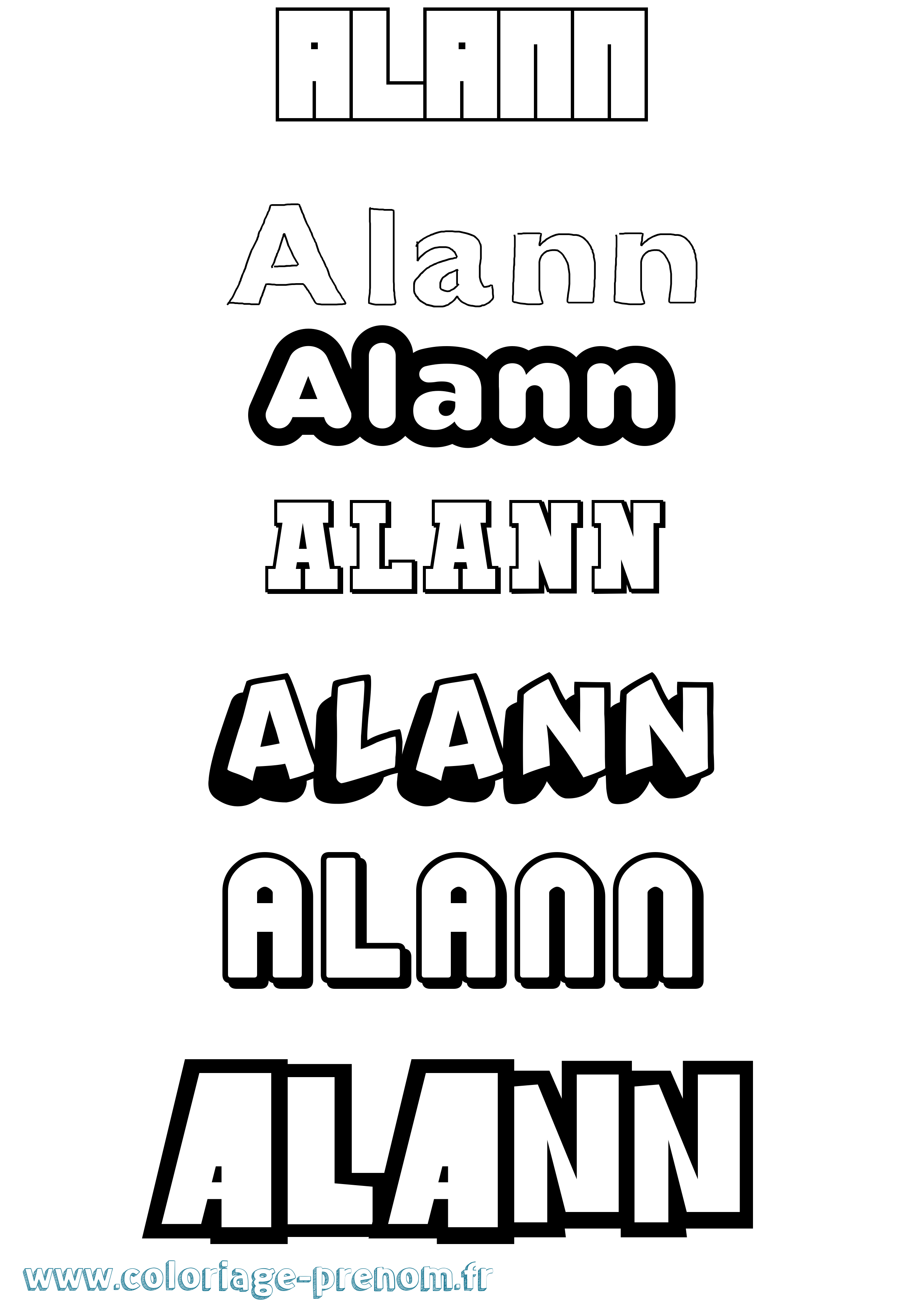 Coloriage prénom Alann Simple