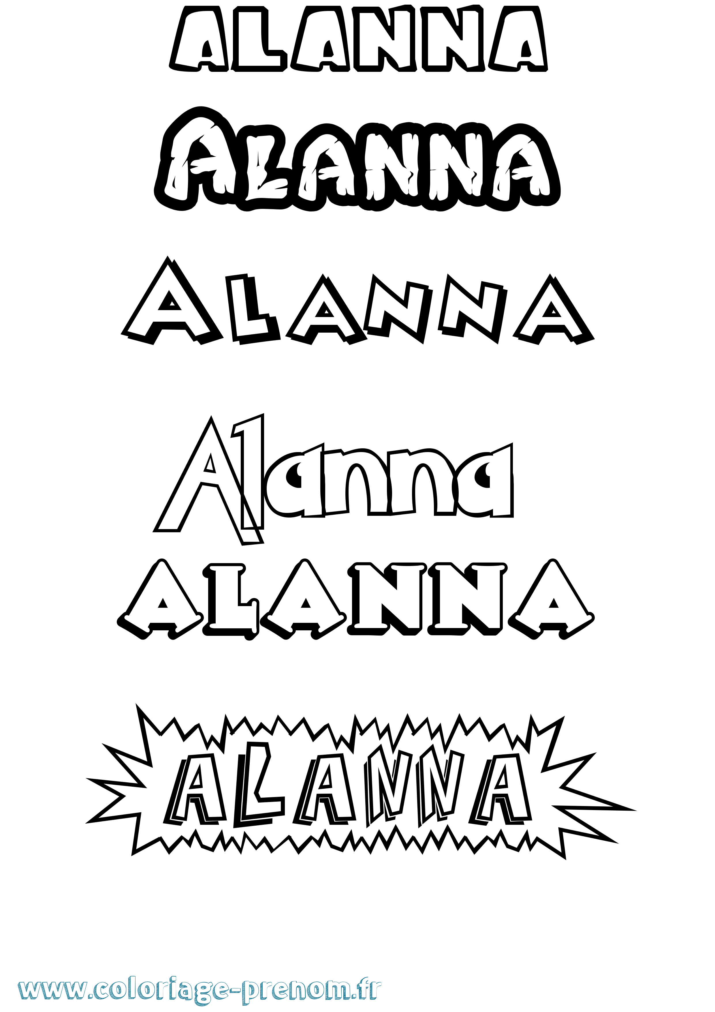Coloriage prénom Alanna Dessin Animé