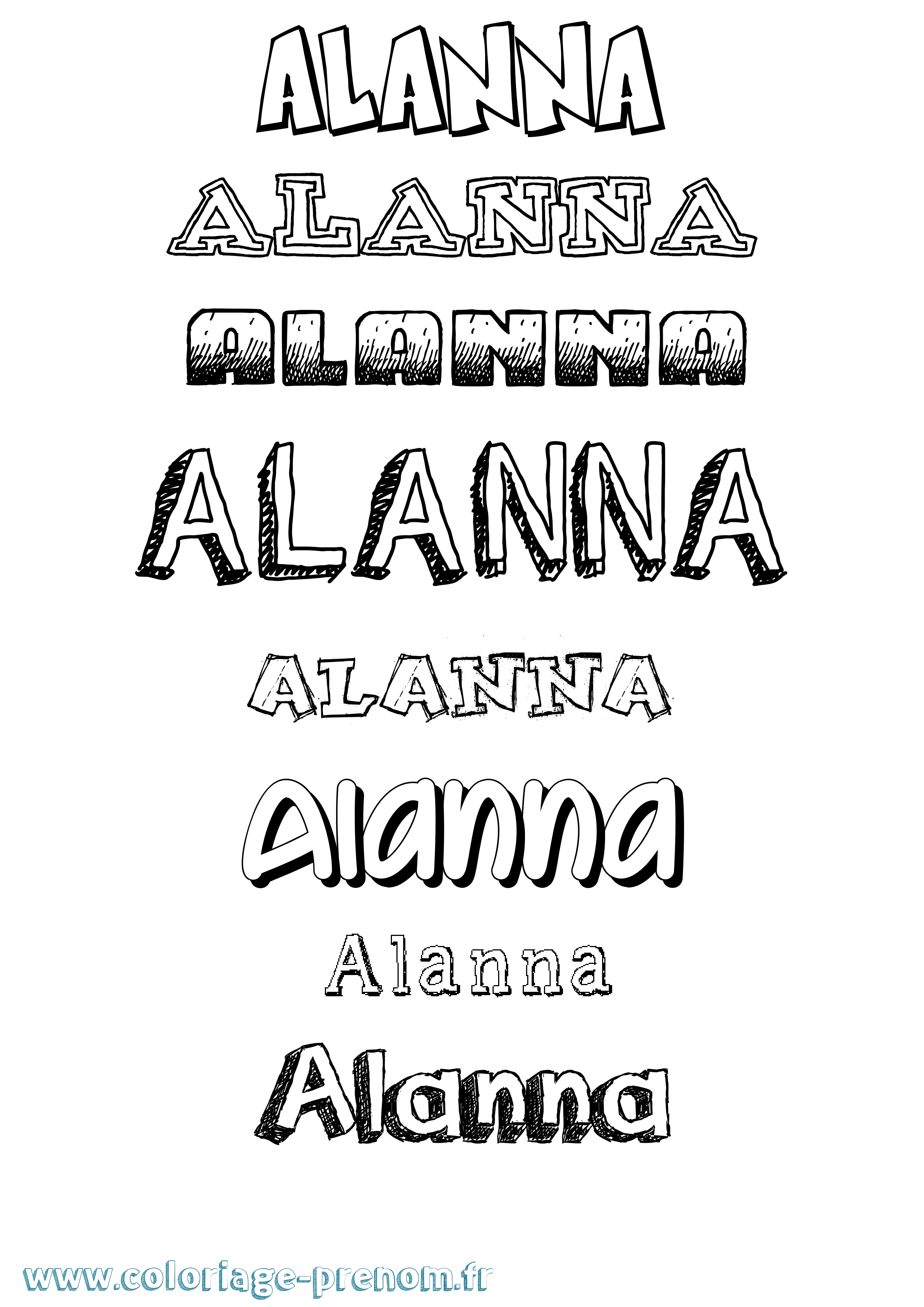 Coloriage prénom Alanna Dessiné