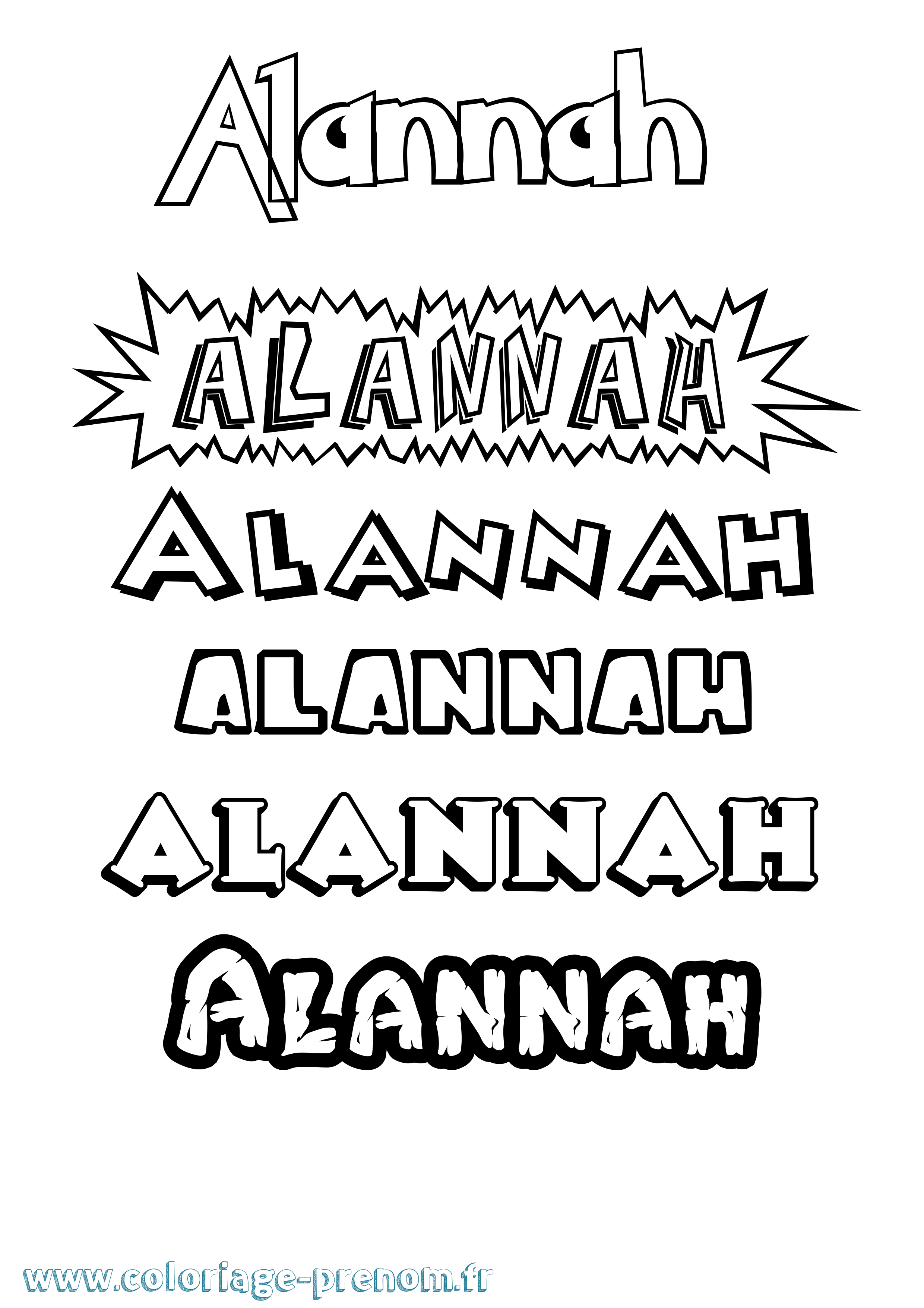 Coloriage prénom Alannah Dessin Animé