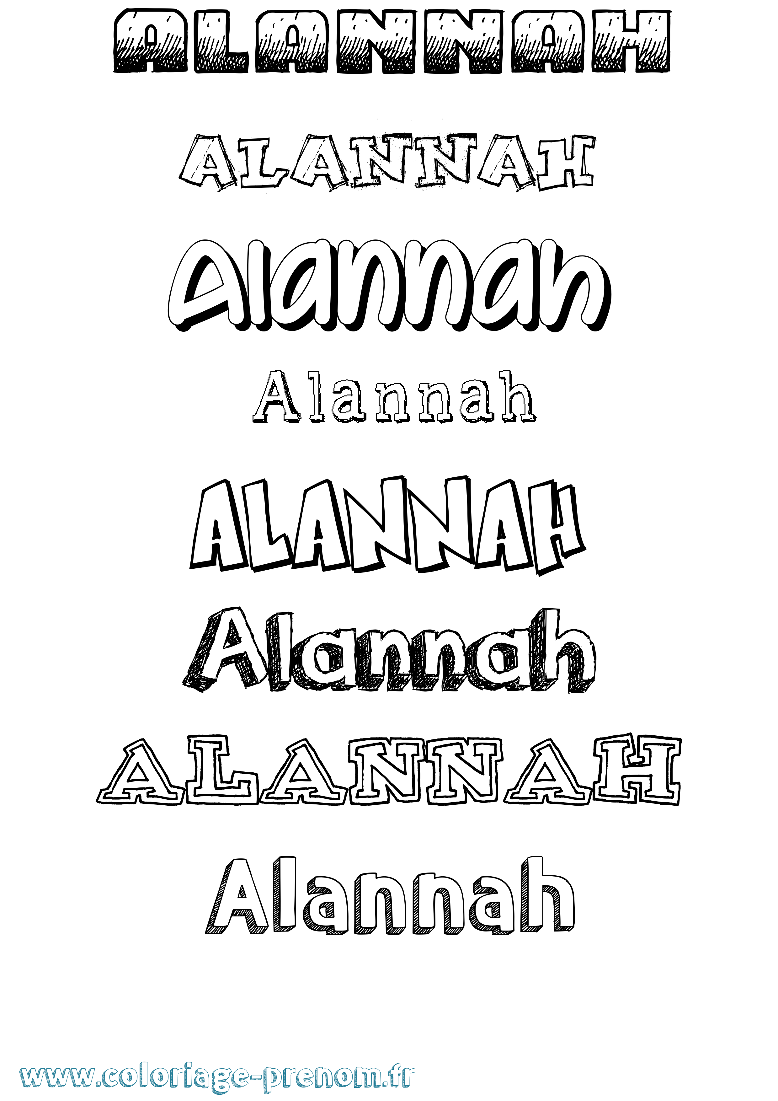 Coloriage prénom Alannah Dessiné